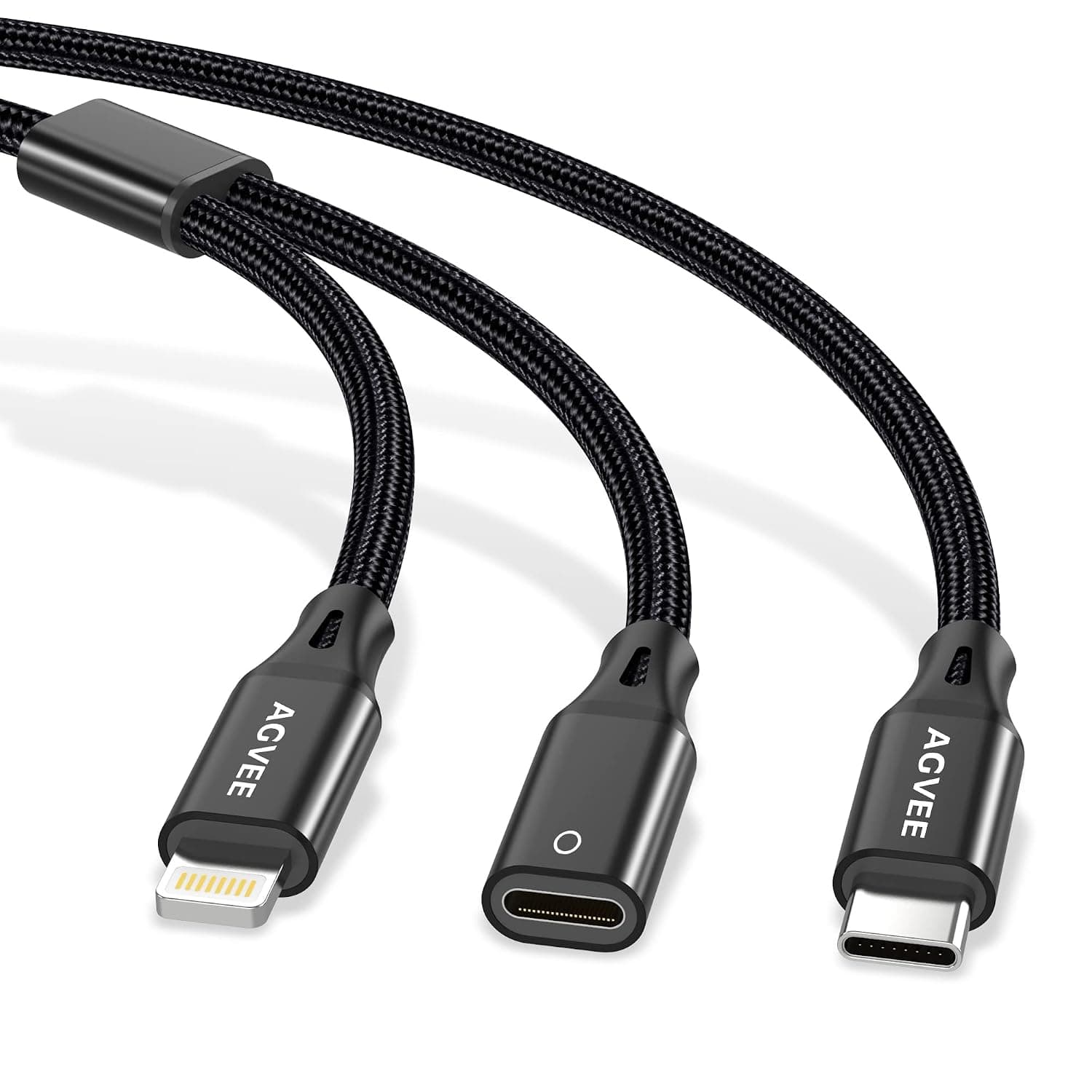 AGVEE 5ft USB-C Male to Lightning Female Charging Adapter Cable for Apple Pencil 1st Generation, 2 in 1 Charger Cord Enables Apple Pencil Pen 1st Gen Match iPad 10, Black