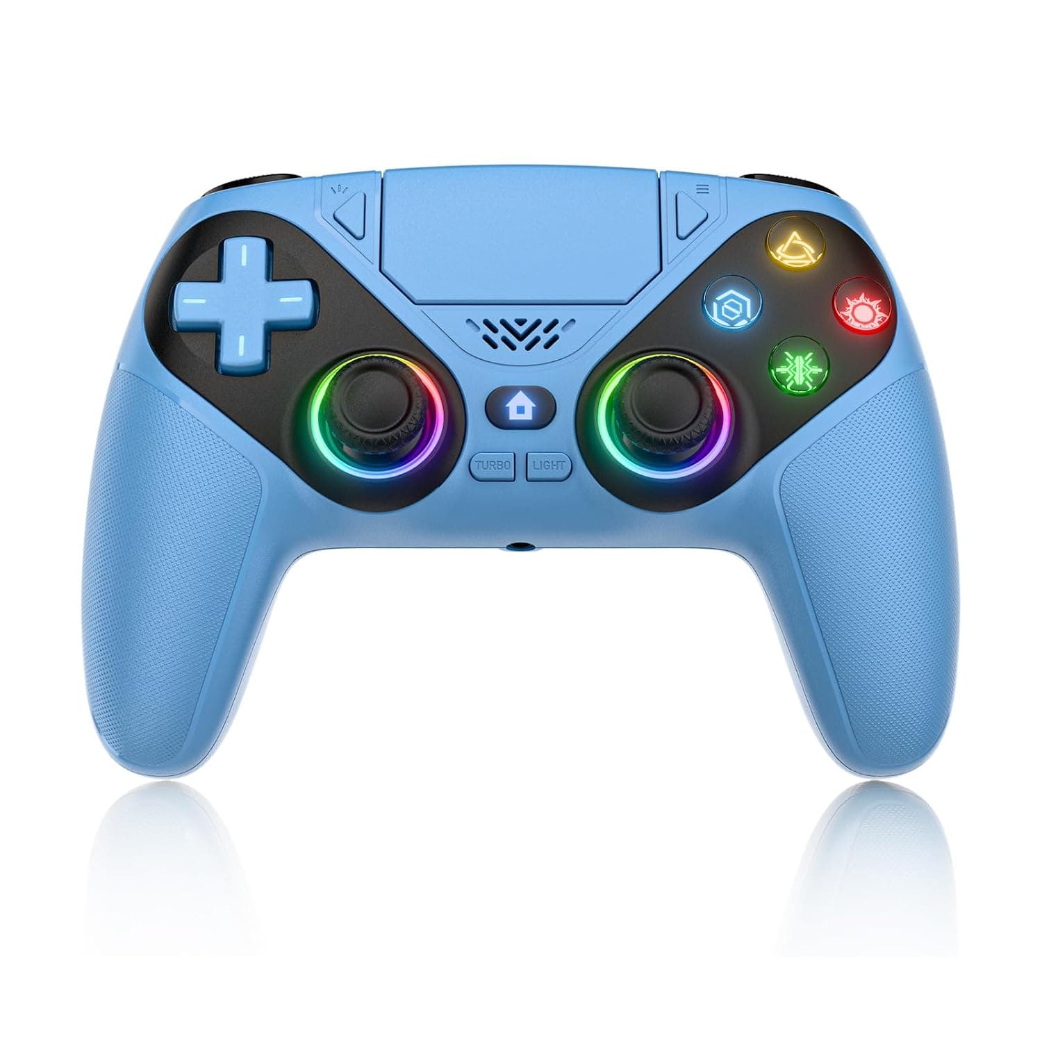 Dinosoo RGB Wireless Controller for PS5/PC - Bluetooth Gamepad with Turbo, Macro, Dual Vibration, 6-Axis Motion, 3.5mm Audio Jack, Built-in Speaker & 1000mAh Battery for PlayStation 5