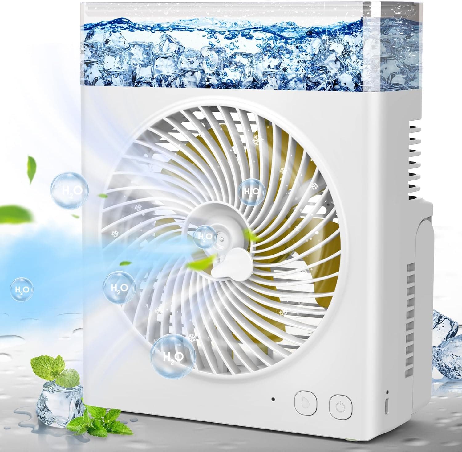 Ausic Misting Fan Portable, Rechargeable Battery Operated Fan, Cooling Desk Misting Fans for Outside, Perfect Quite Mist Water Spray Fans for Home Office Camping Patio