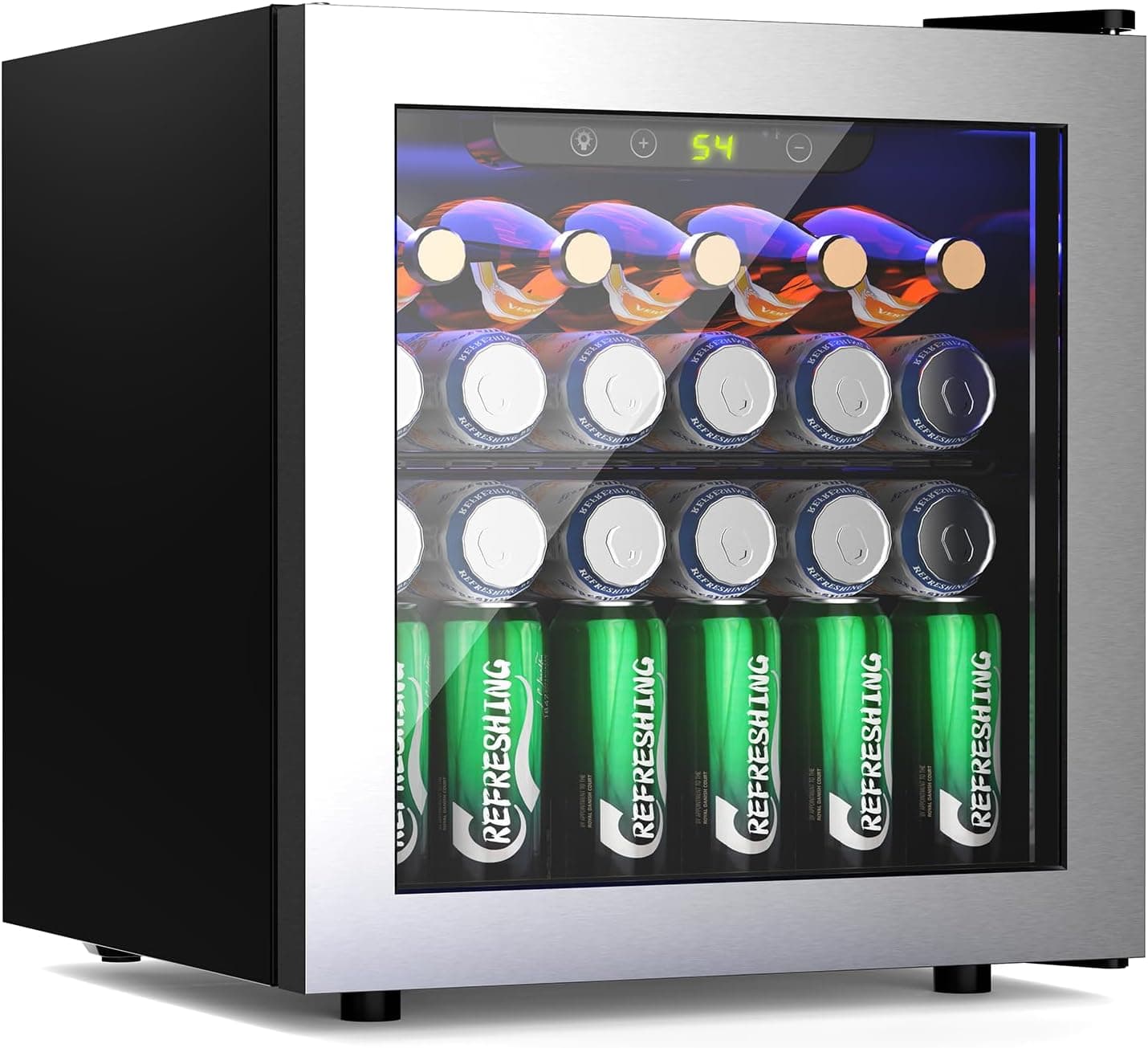 Kismile Mini Refrigerator Cooler 36L Beverage Fridge for 12 Bottle 50 Can,1.3 Cu.Ft Drink Fridge with Seamless Outer Frame,Electronic Temperature Control for Home/Bar/Office 40-61℉,Silver