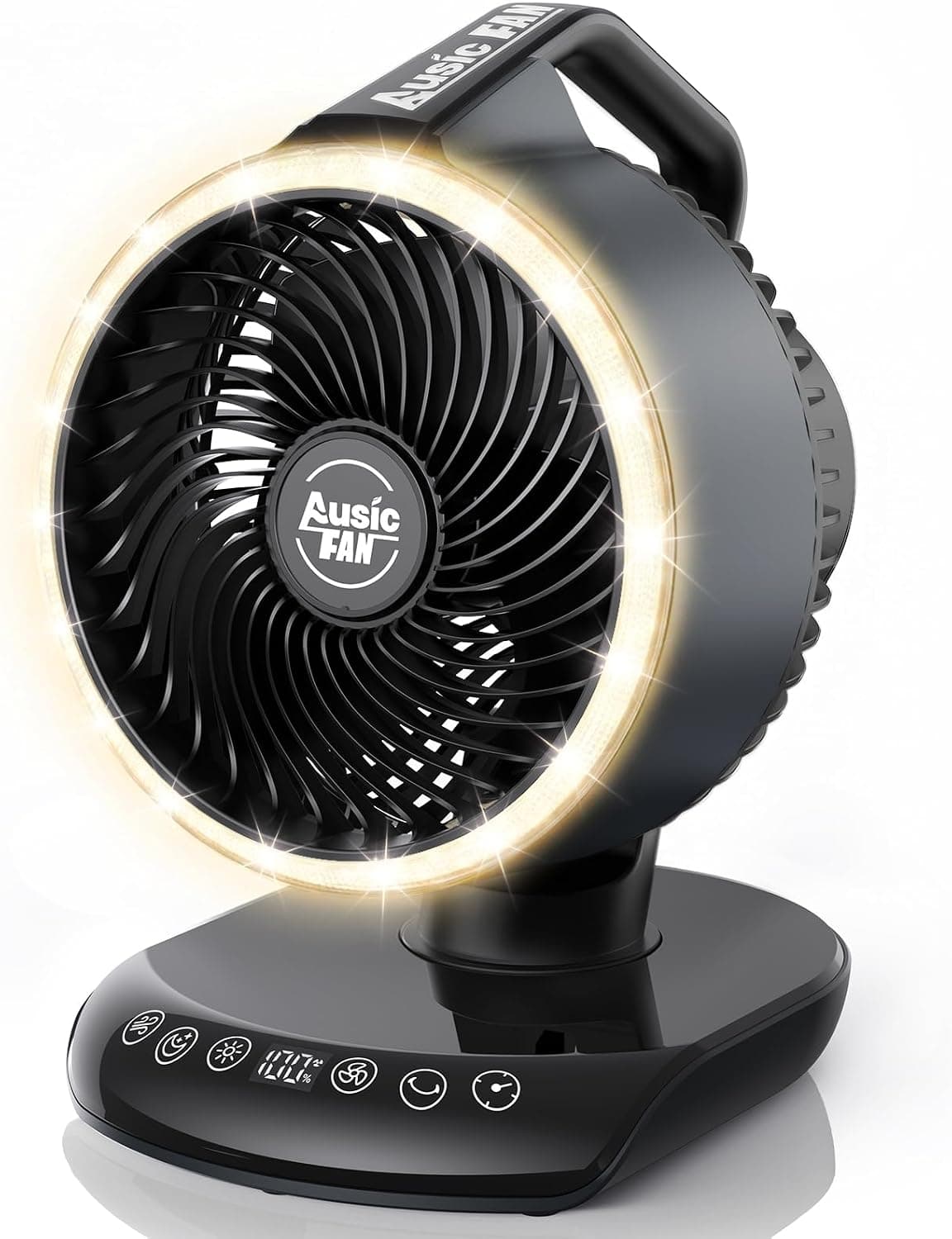 Ausic Outdoor Rechargeable Desk Fan Portable, 30000mAh 12'' Battery Powered Oscillating Fan with Remote & Turbo Blade, Ultra-Powerful Quiet Fan for Patio, Sports, Camping, Whole Room, Office, Dorm