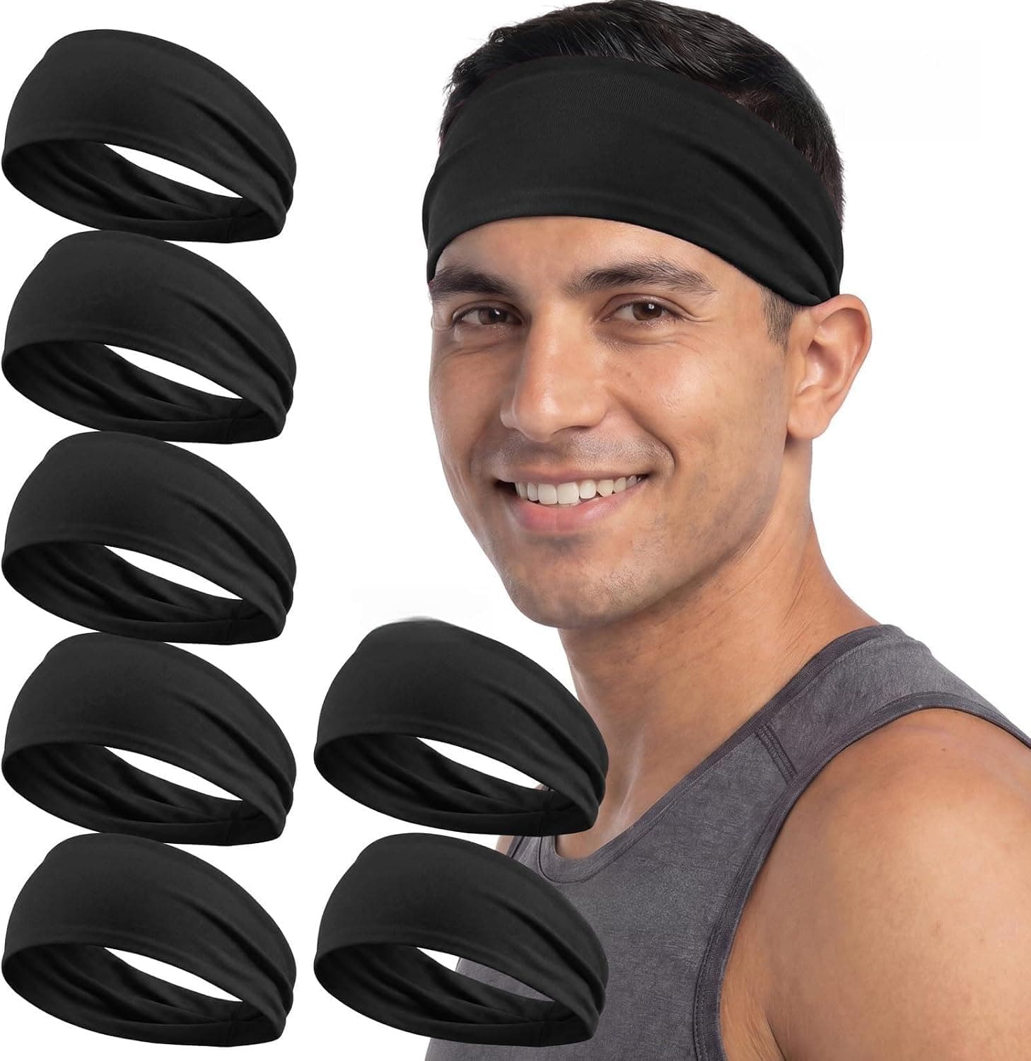 Headbands for Men Soft Elastic Sports Sweatbands Hair Band Head Wrap