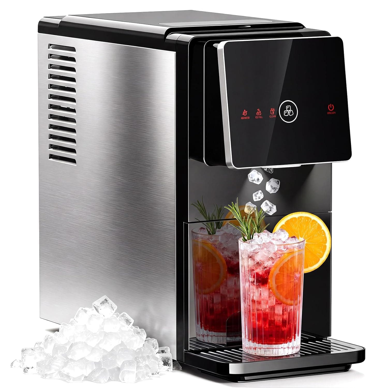 Antarctic Star Nugget Ice Maker Countertop, 33 lbs/24H, Automatic Ice Dispenser, Self-Cleaning Pebble Sonic Ice Machine, 1.8L Water Tank, One-Click & Motion Sensor Light, for Home/Office/RV