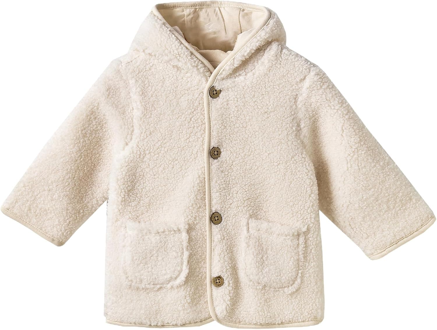 Baby Girl Fleece Hooded Jacket, Warm Soft Cotton-Lined Sherp Coat for 3-24Months Daily Outfits
