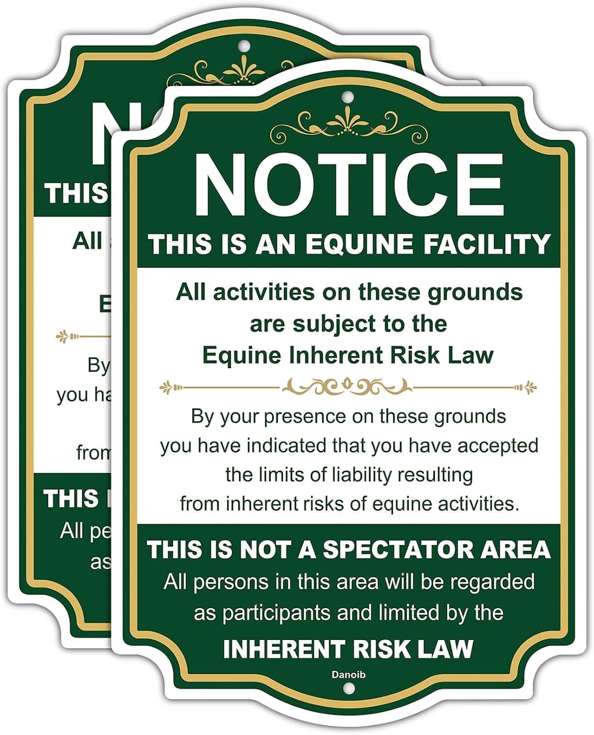 2 Pack Equine Liability Sign, Statute Horse Barn Stable Farm Sign, 10" x 14" Rust-Free Aluminum Metal Signs, UV Protected, Weatherproof, Durable Ink, Easy to Install, Indoor/Outdoor Use