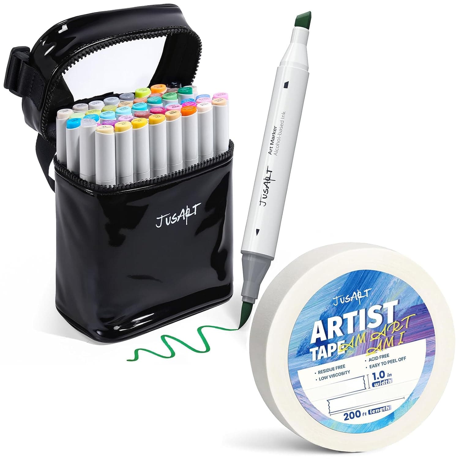 JusArt 48 Alcohol Markers + Artist Tape