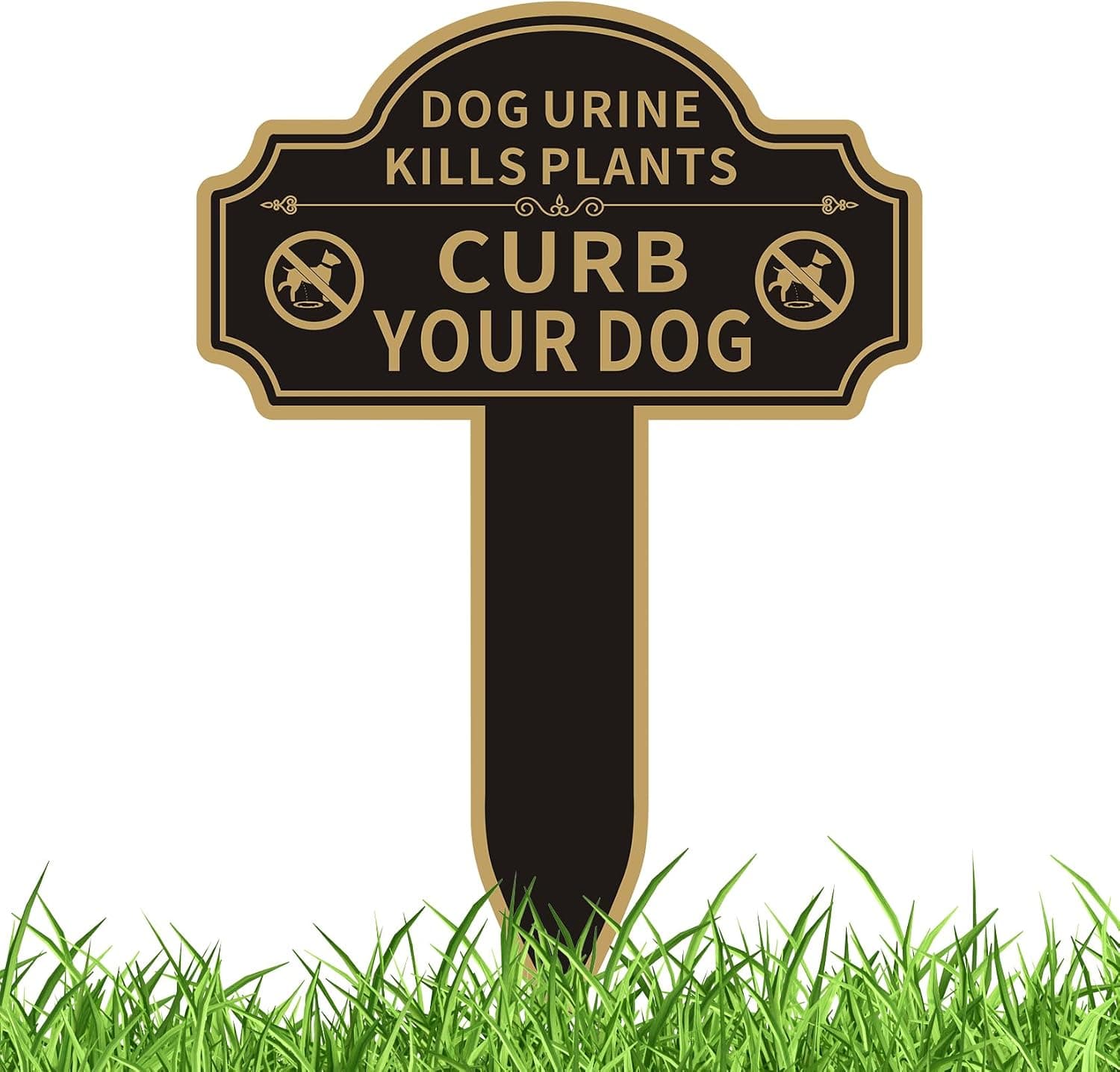 Dog Urine Kills Plants Sign, Curb Your Dog Signs, Double Sided Yard Sign,14" x 10" No Peeing Signs For Yard With Integrated Ground Stakes, Easy Mounting, Outdoor Use
