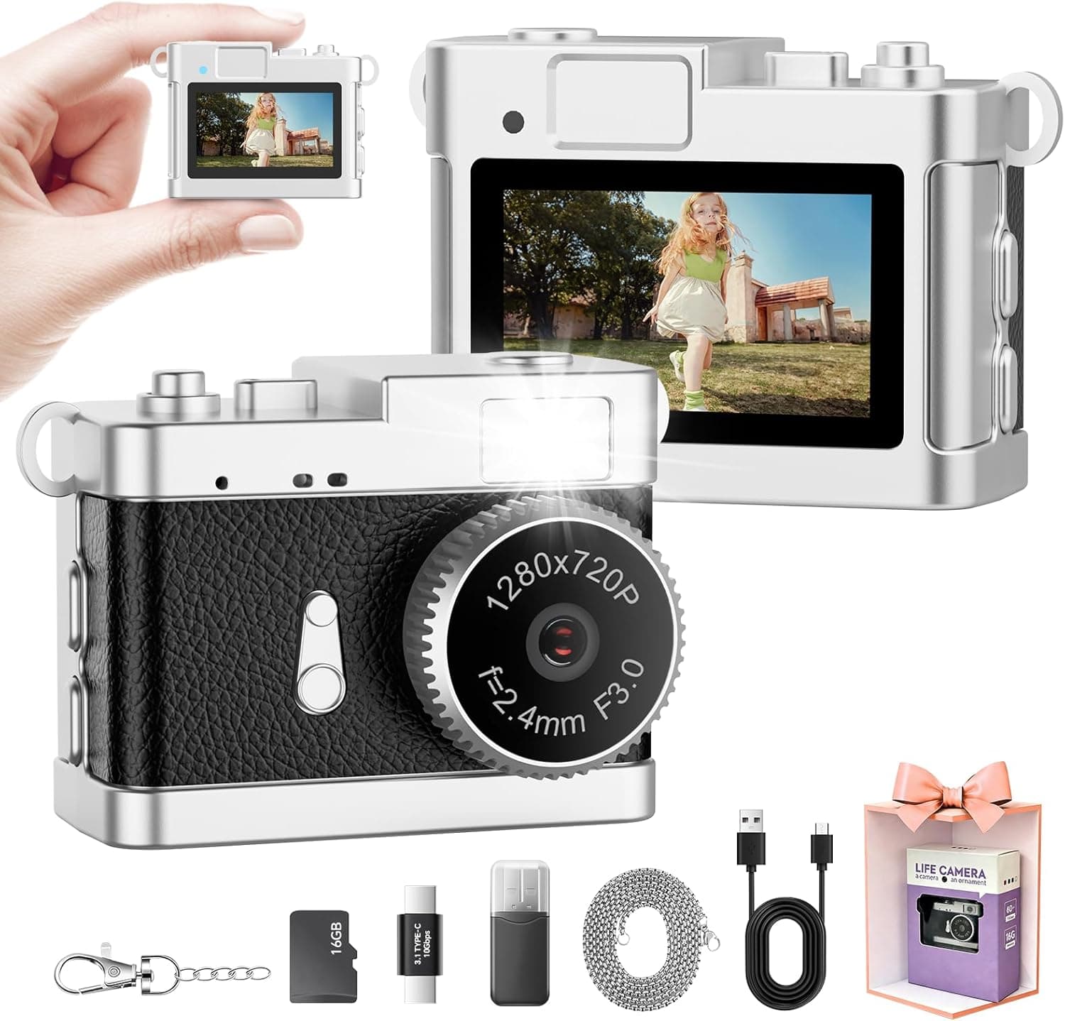 Mini Keychain Camera–2MP HD Mini Digital Camera with 16GB Card&Cool Keychains,Take Photos&Video Anywhere,Suitable for Children/Adults,Collectible Gift for Travel