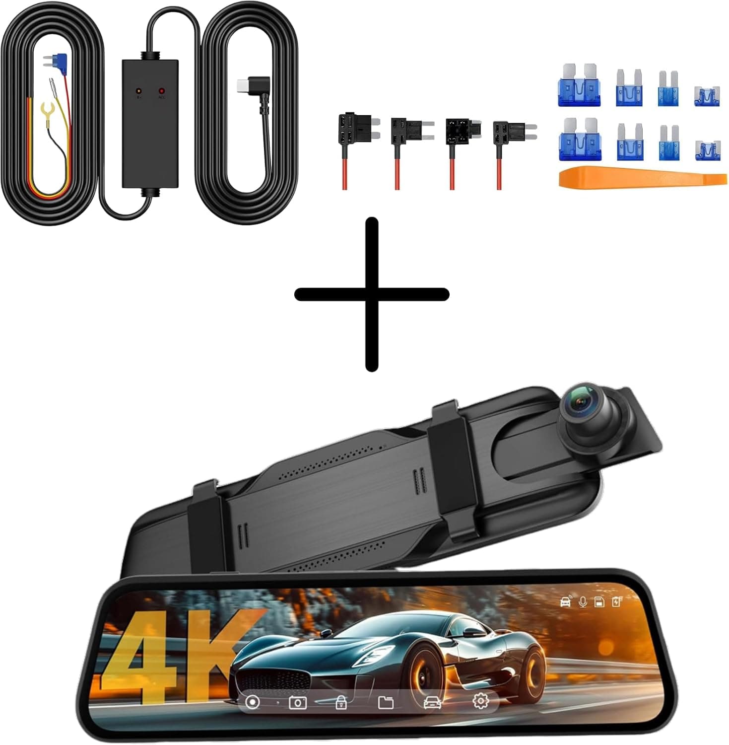 Veement 4K Rear View Mirror Camera& Type-C Hardwire Kit