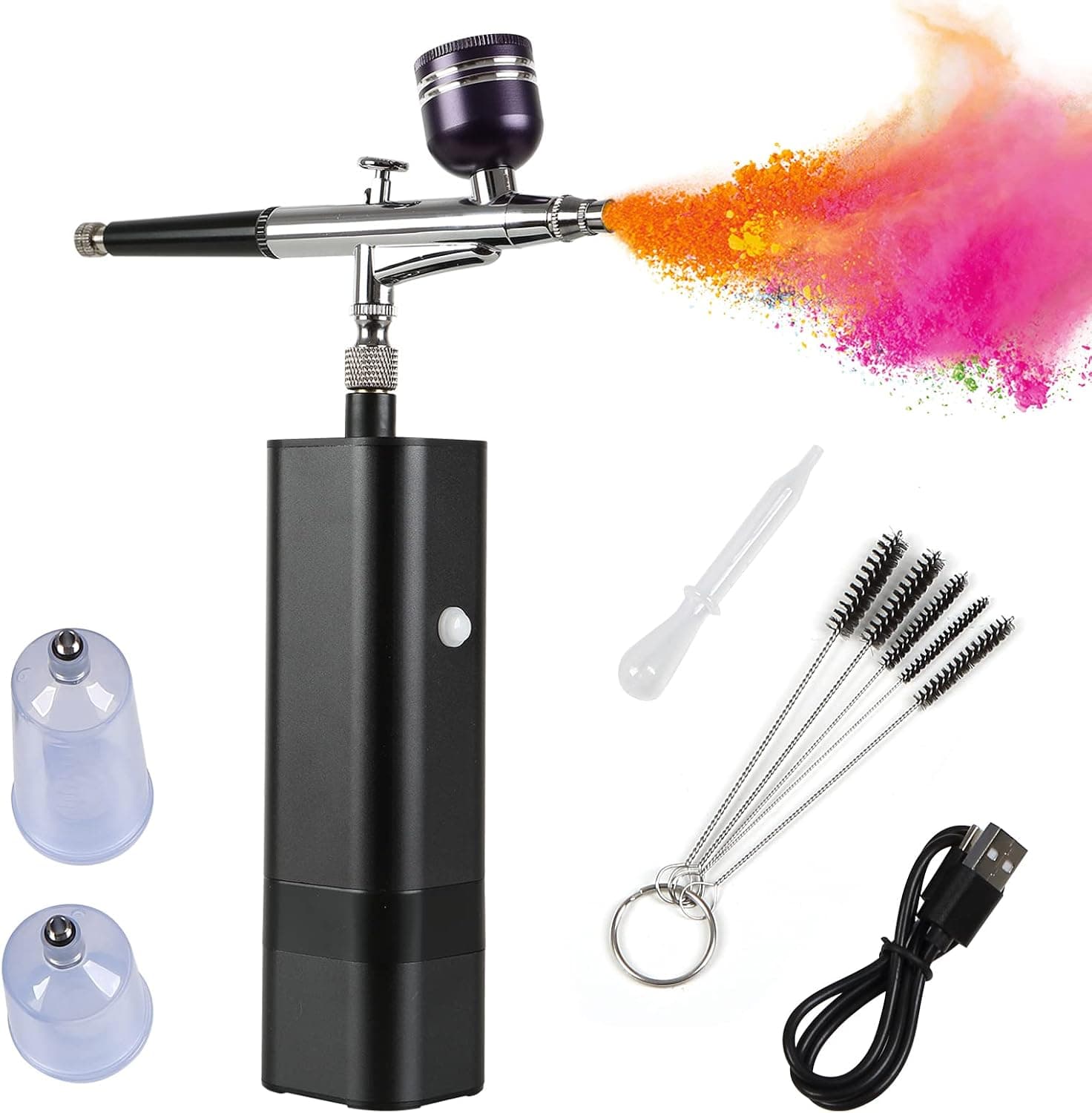 Makeup Airbrush Kit Sprayer Paint Spray 32PSI with Compressor Portable Cordless Rechargeable Spray Gun for Multi-Purpose Like Makeup, Cake Decoration, Coloring Patterns, Nail Art, Tattoo