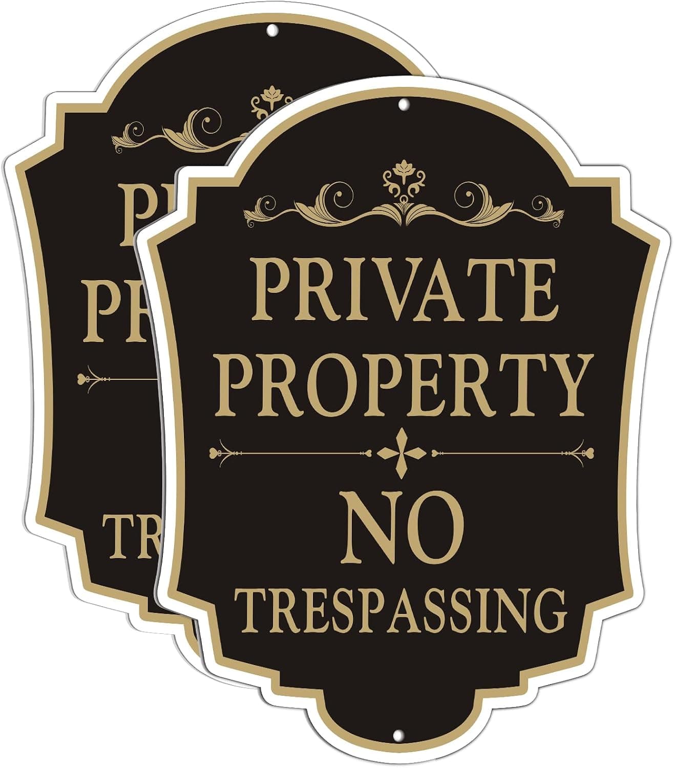 2 Pack Private Property No Trespassing Sign, 12x10 Inch Aluminum Metal Sign, Fade-Resistant, All-Weather, Indoor Outdoor Use