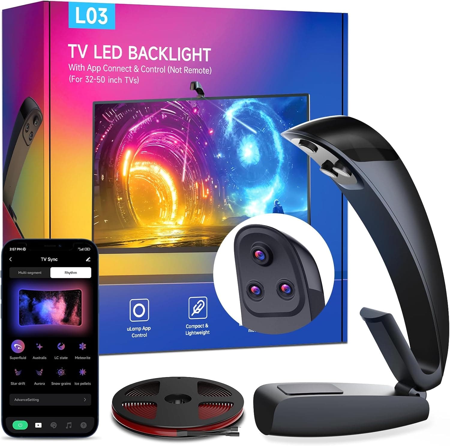 FFJ TV Lights that Change with TV, 11.5ft RGB Immersive LED Strip Backlight with 32-50 Inch Screen, Smart App Control, Music Sync, for Home Decoration - Upgraded Version