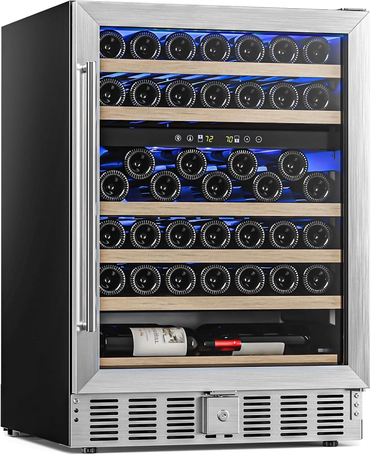 Antarctic Star 24 Inch Wine Fridge Cooler, 52 Bottle Wine Cooler Refrigerator. 39-64°F Dual Zone Wine Refrigerator Glass Door, Built in or Freestanding Under Counter Fridge for Home Bar Office