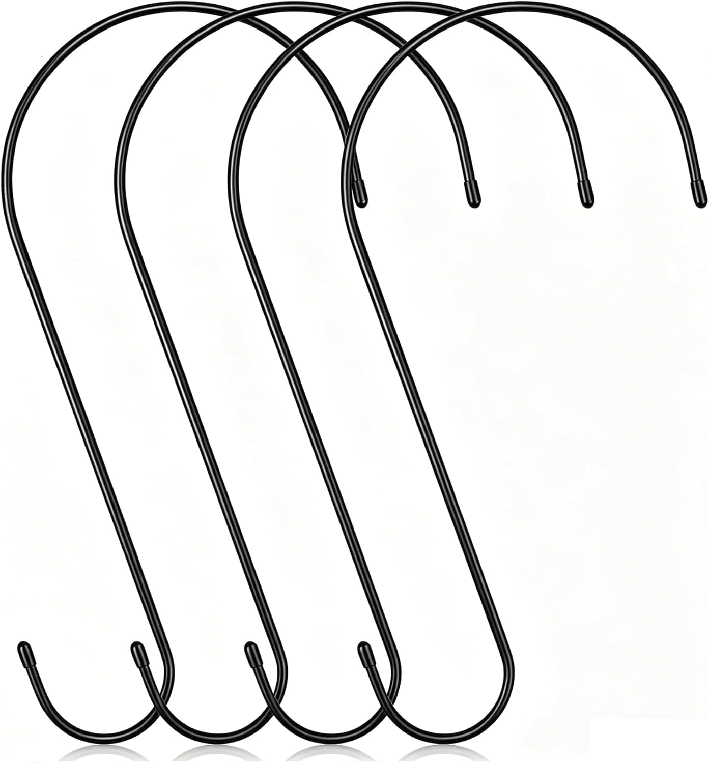 4 Pack 12 Inch Large S Hooks for Bird Feeders, Tree Branch Hooks for Hanging Plants, Rust-Resistant Outdoor/Indoor Heavy Duty Bird Feeder Hook for Tree Branch up to 4.5”, Fence, Wind Chimes, Closet