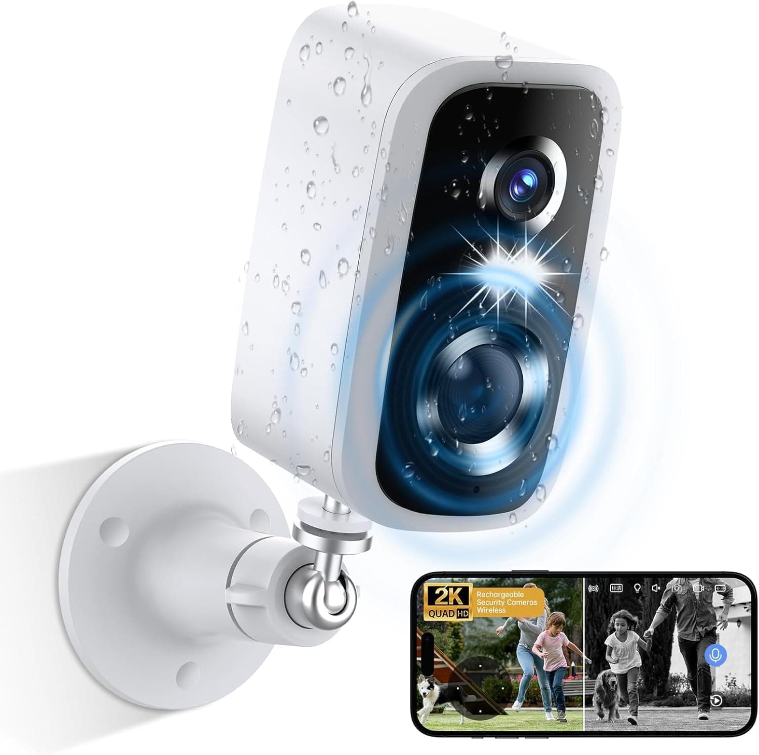 Solar Security Cameras Wireless Outdoor - HD 2K Battery Powered Cameras for Home Security Outside, 5G & 2.4G WiFi Surveillance Indoor AI Motion Detection,Color Night Vision,2-Way Talk,Waterproof