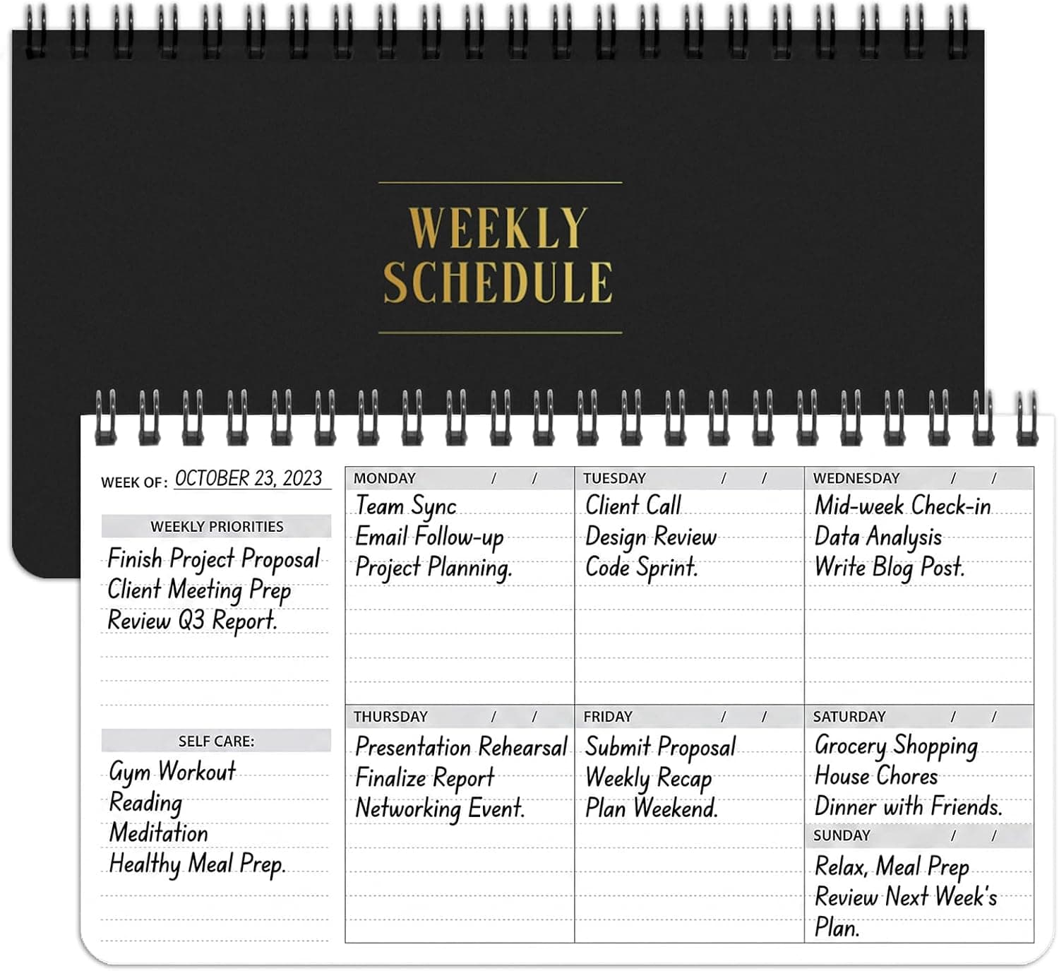 Weekly To Do List Notepad, 6.3''x 11.2'' Weekly Desk Planner with 55 Tear Off Sheets Undated Weekly Planner Habit Tracker & Productivity Organizer for Home School and Work, Black