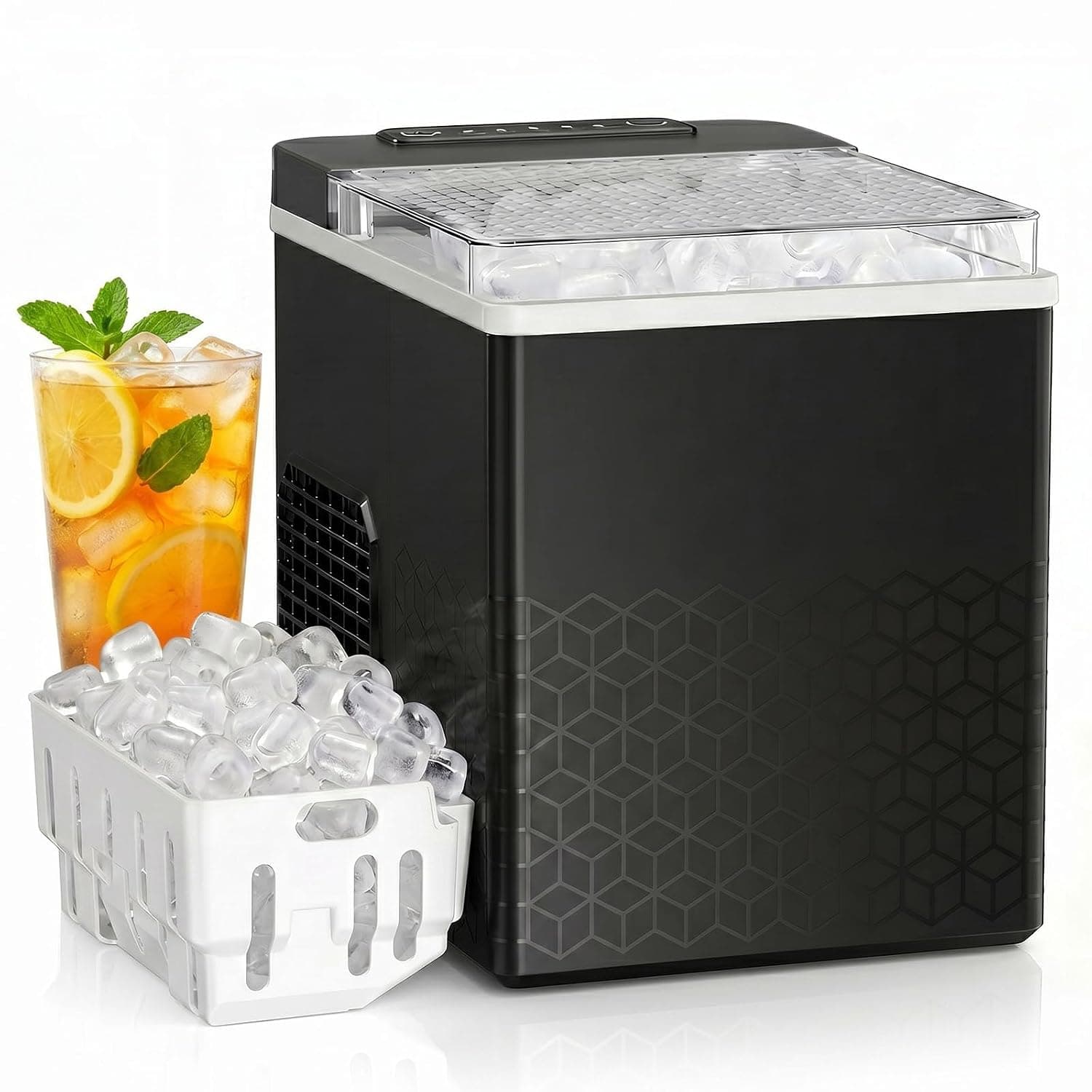 Antarctic Star Countertop Bullet Ice Maker, 27 lbs/24 hrs, 8 Cubes Ready in 6 Mins, Self-Cleaning Portable Ice Machine for Home Kitchen RV Camping