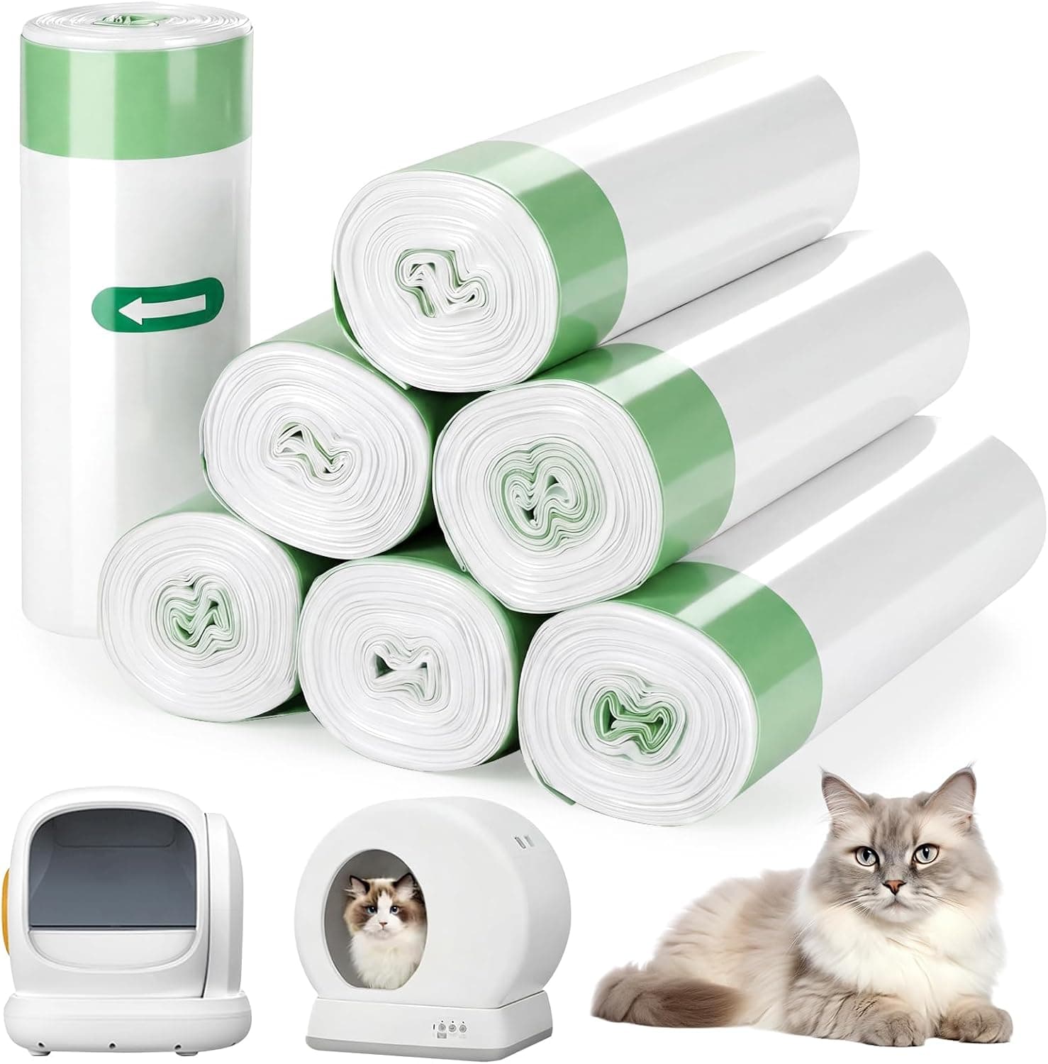 140 Count Cat Litter Box Liners Compatible with MeoWant MW-SC01/SC02/SC09 Automatic Self-cleaning Cat Litter Box, Drawstring Leak-proof Replacement Waste Bag-18"x 12.6"