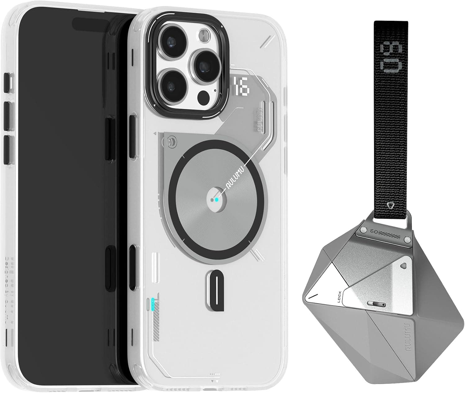 Aulumu A16 Thermal [Touch Translucent White] for iPhone 16 Pro Max + A09 AirPods Pro Case [Gray] Smart Accessory Kit
