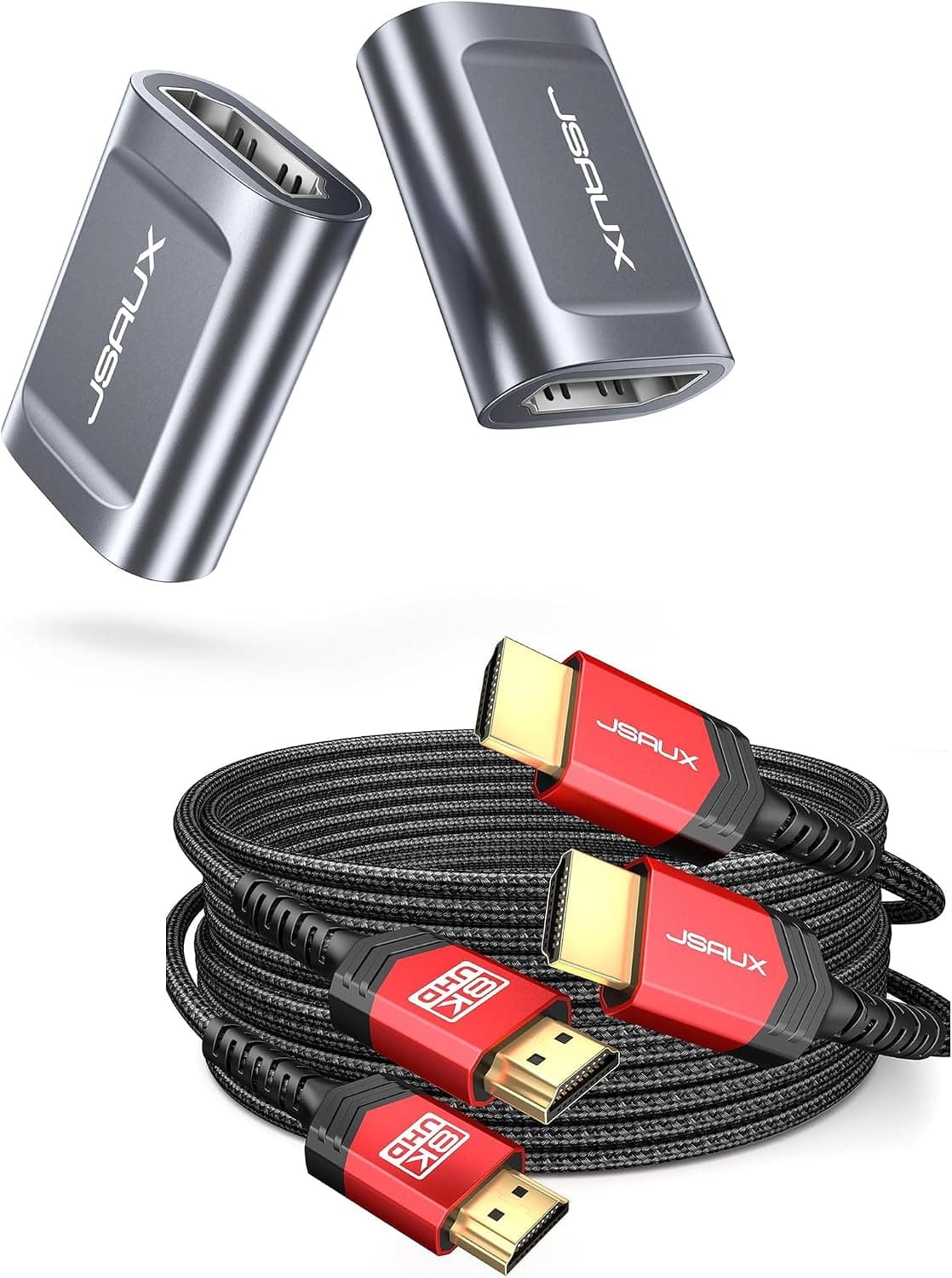 JSAUX 8K HDMI Cable + HDMI Couple
