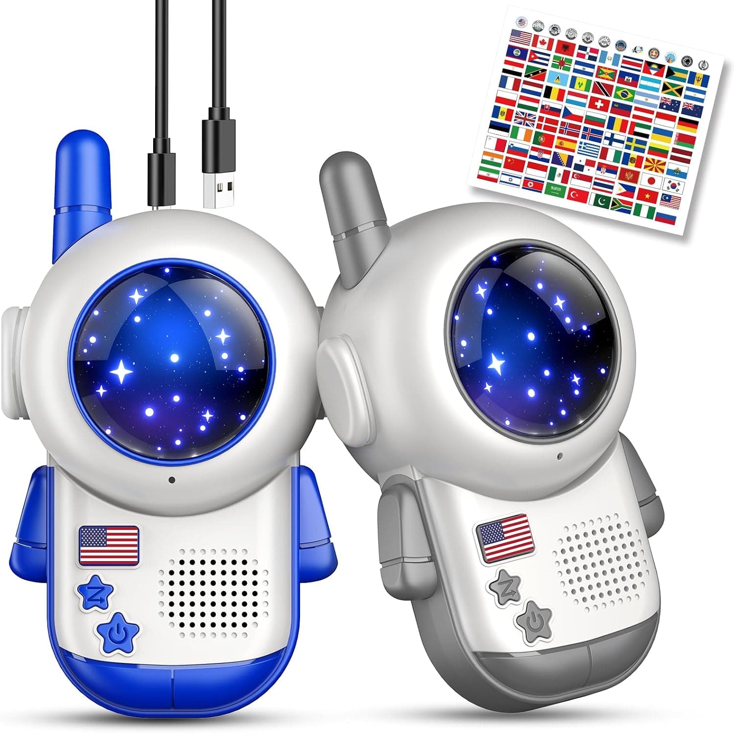 Rechargeable Walkie Talkies Toys for Kids: DIY Astronaut Walkie Talkies for Boys Christmas Birthday Gifts for 3 4 5 6 7 8 9 10 Boy Walkie Talkie Outdoor Hiking Toy 2 Way Radio Camping Outdoor Game