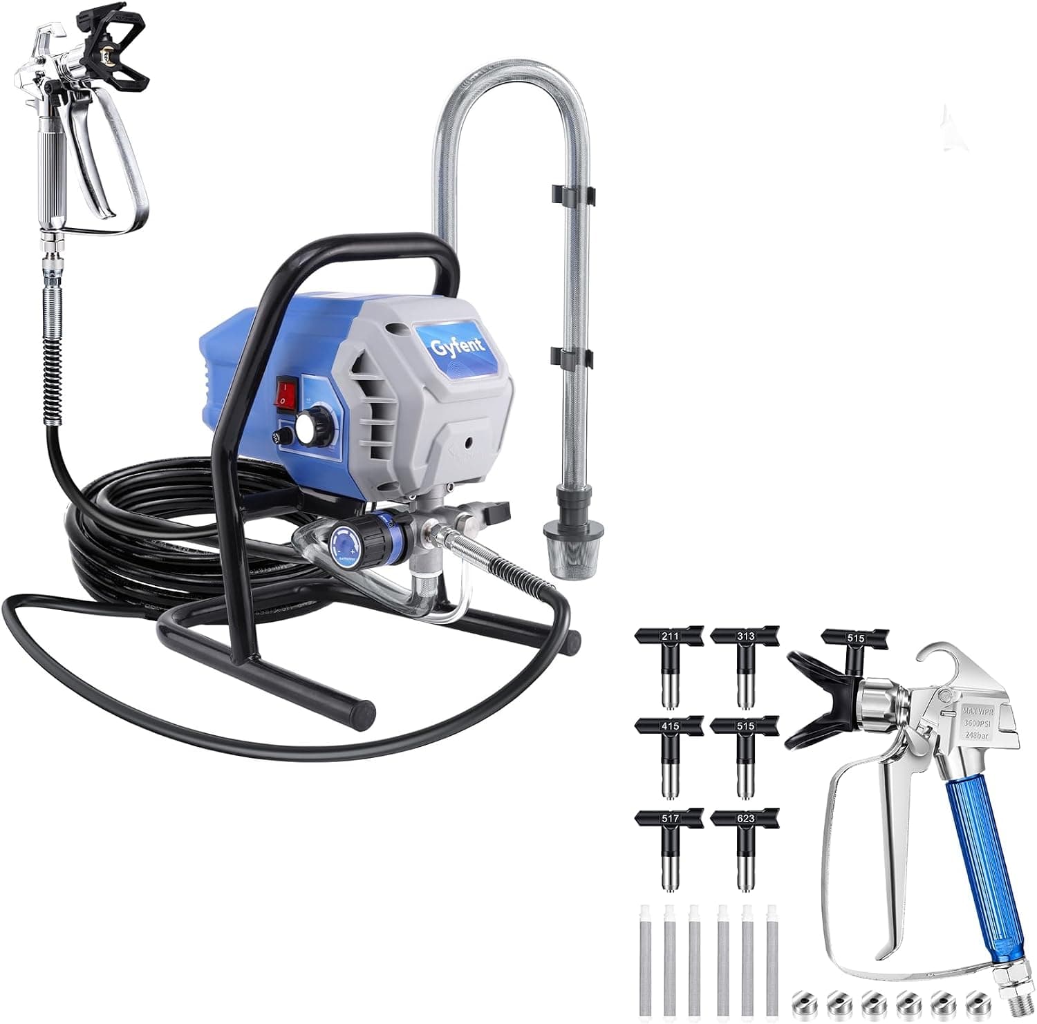 X10 Airless Paint Sprayer Kit, 0.31GPM Paint Sprayer for Home Interior 700W 2900psi Airless Sprayer with Low Overspray Adjustable Pressure for House Painting DIY Garage
