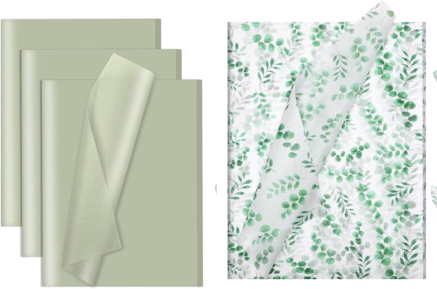 woric 80 Sheets Sage Green Tissue Paper with 60 Sheets Eucalyptus Gift Tissue Paper