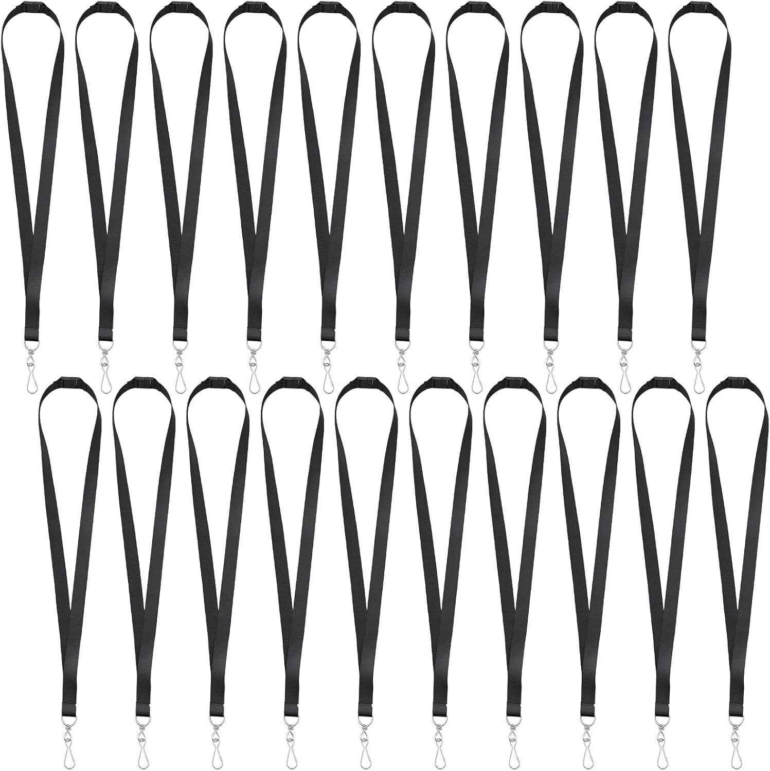 Prudiut 20 Pcs Breakaway Lanyard for ID Badges Lanyards Break Away Safety Lanyard Teacher Volunteer Student Team Lanyards for Keys (Black)