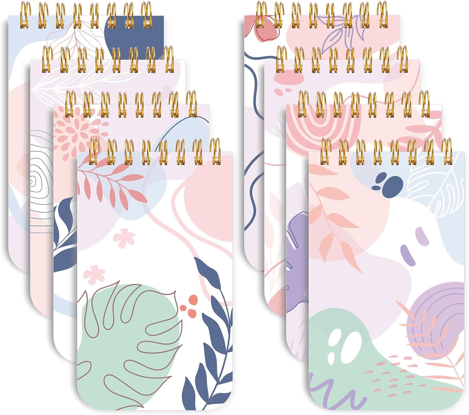 Thboxes Pocket Notebooks 8 Pack, 3x5 Inch Mini Pads with,60 Sheets Lined Pages Spiral Notepads for woman Organizing Thoughts, Sketches, Notes, Lists at School, Work, Home, or Travel，Abstract Flowers