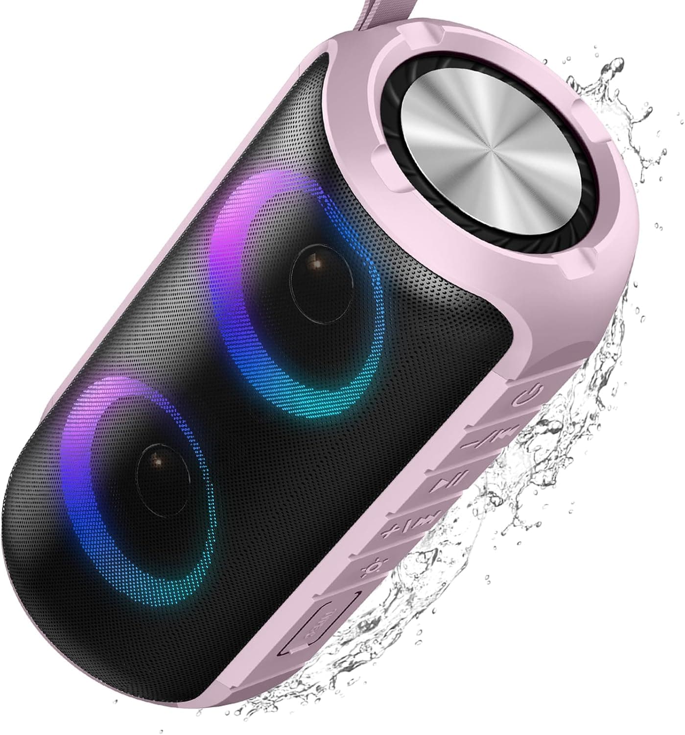 Hupoaf Bluetooth Speaker, 2026 New Portable Wireless Speaker with 6D Loud Sound, IPX7 Waterproof Stocking Stuffers, HD Call, RGB Lights, 12H Playtime for Home/Party/Outdoor/Beach, White Elephant Gift