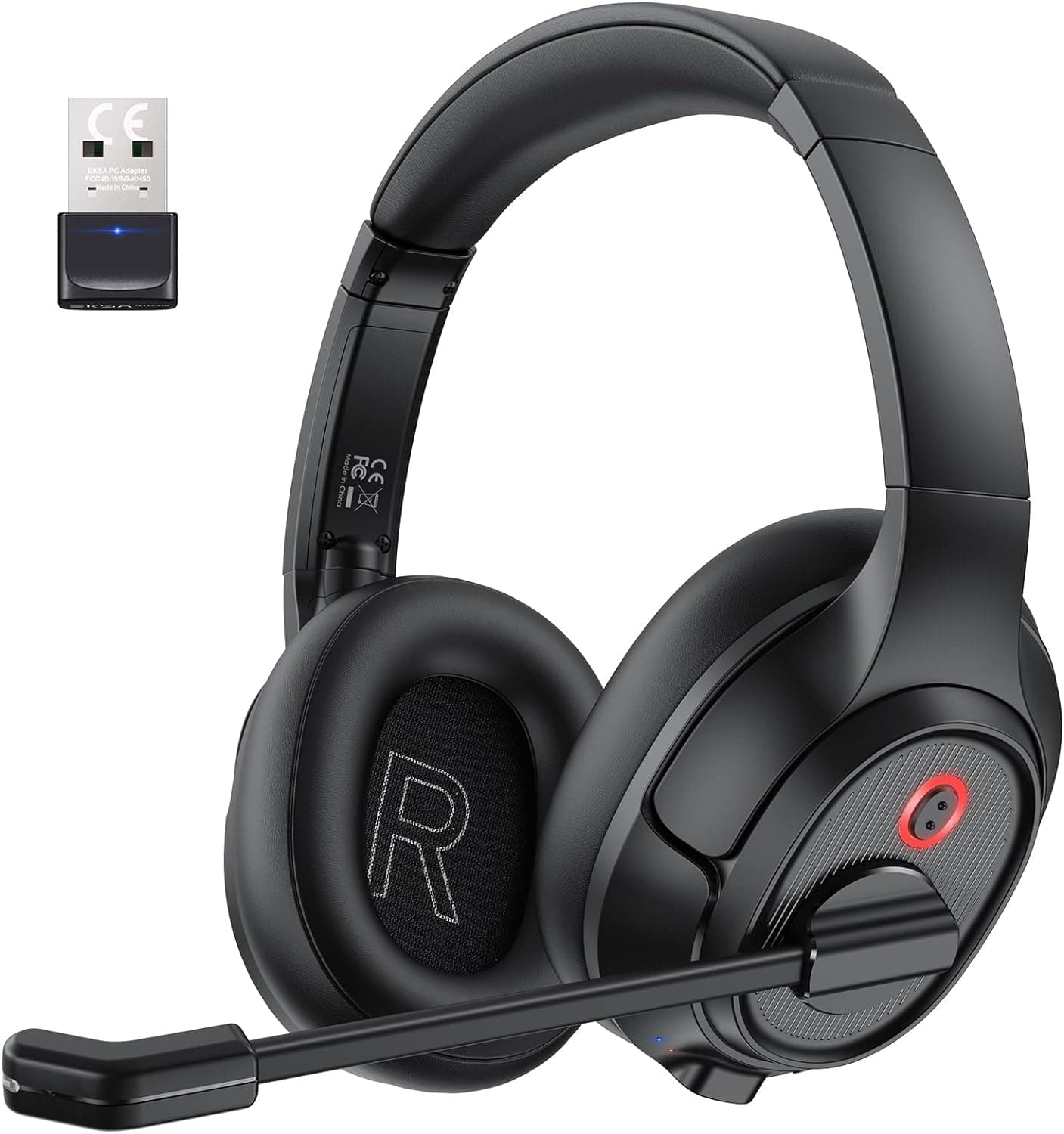 EKSA Wireless Headset with Mic for Work, Bluetooth 5.0 Headset with AI-Powered Noise Cancelling Microphone - Bluetooth Wireless Headphones with Mic for Work/PC/Laptop/Computer/Office/Zoom