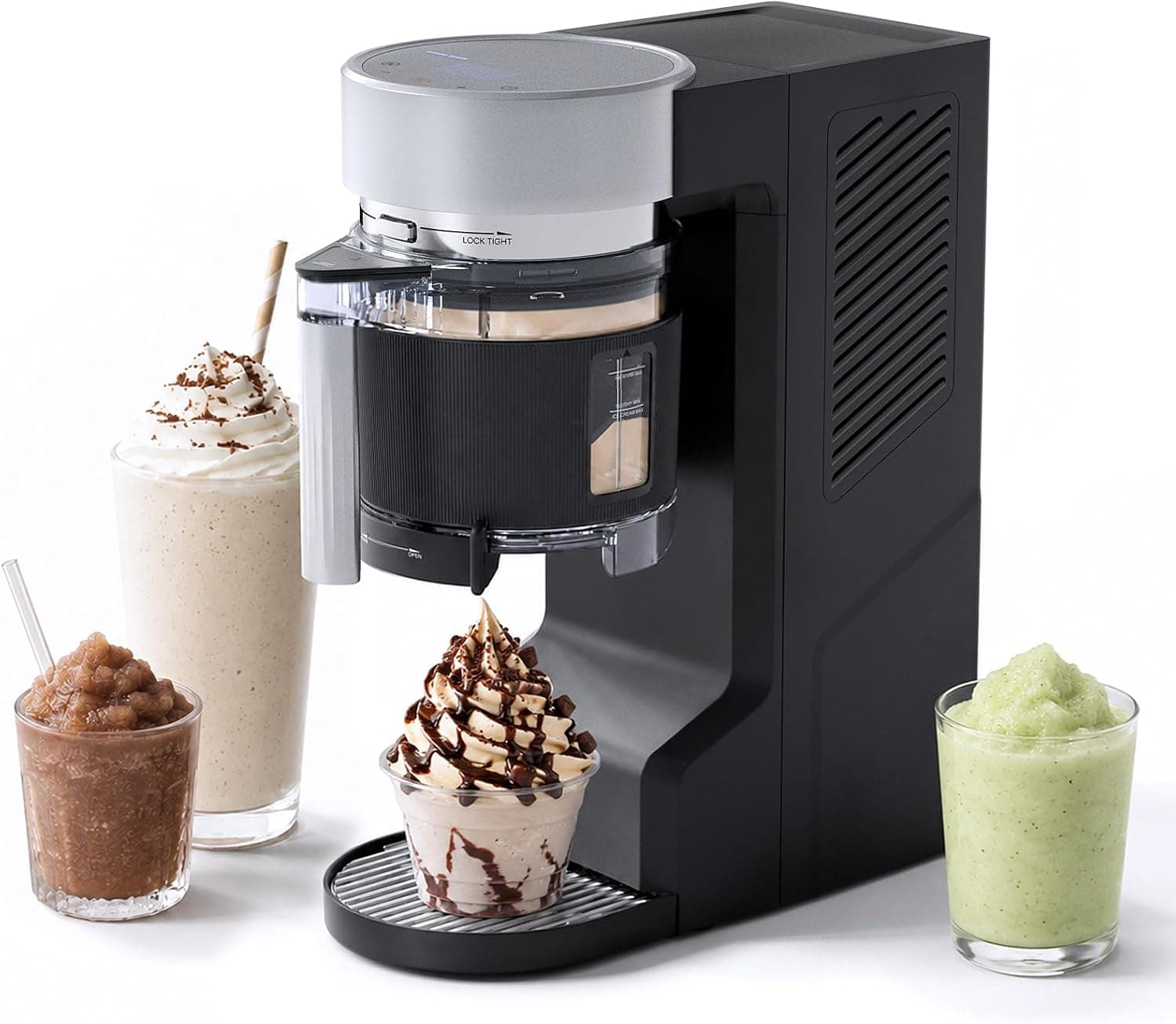 Electactic Ice Cream Maker Machine, No Pre-Freezing, 8-in-1 Compact Ice Cream Machine for Ice Cream, Slushie & Milkshake, Electric Soft Serve Ice Cream Maker for Home Use
