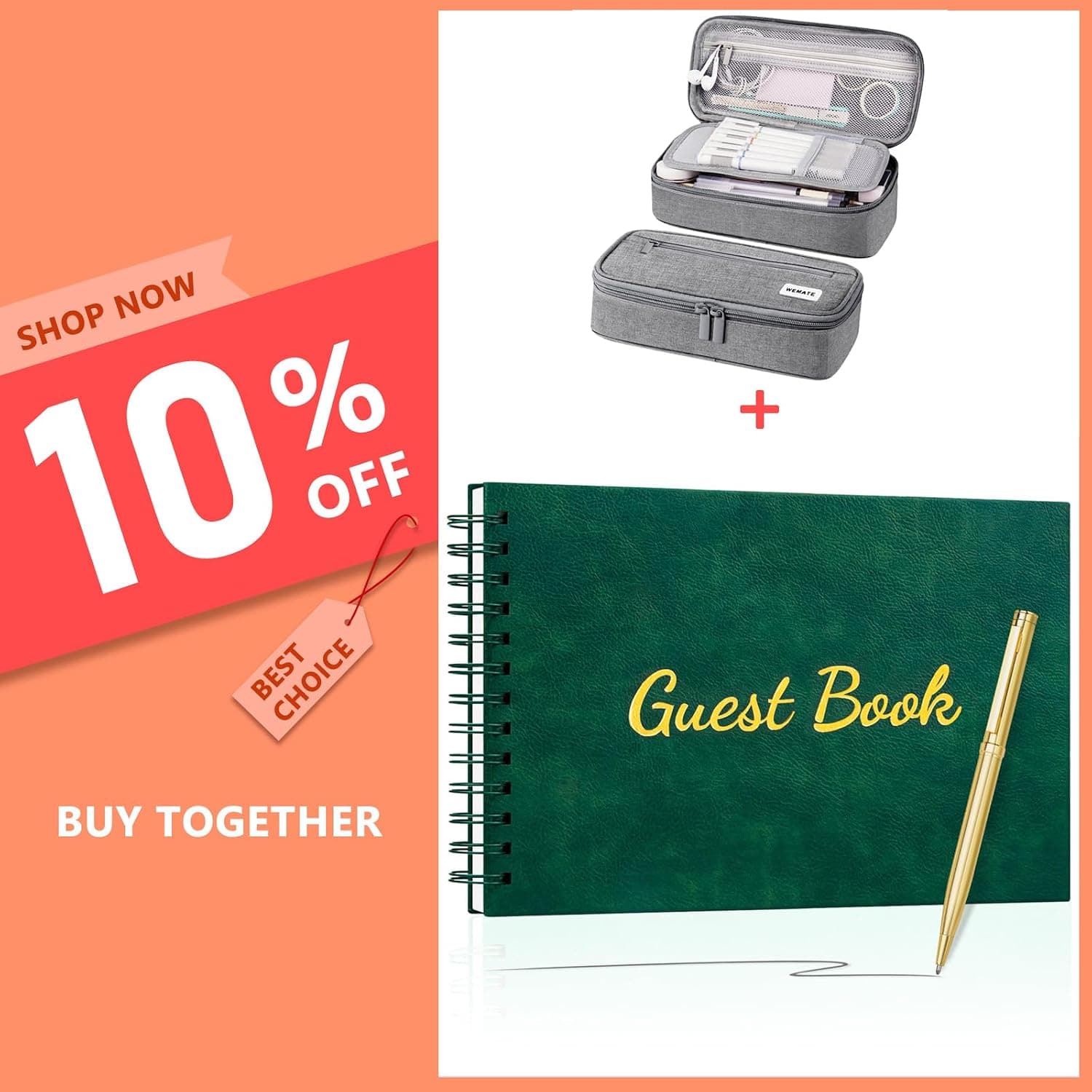 WEMATE Large Pencil Case + Environmental Protection Guest Book