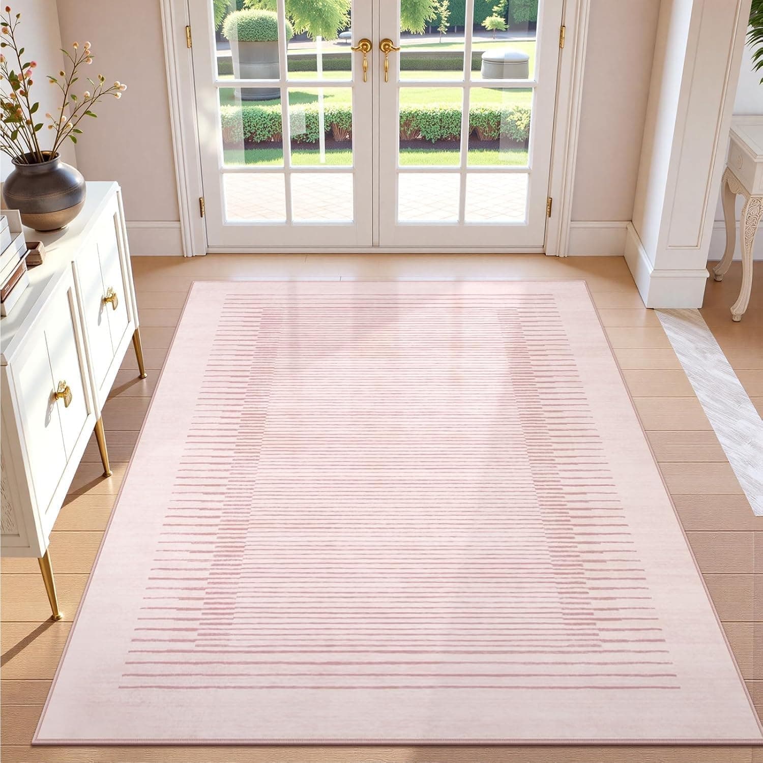 Wonnitar 5x7 Stripe Pink Area Rugs