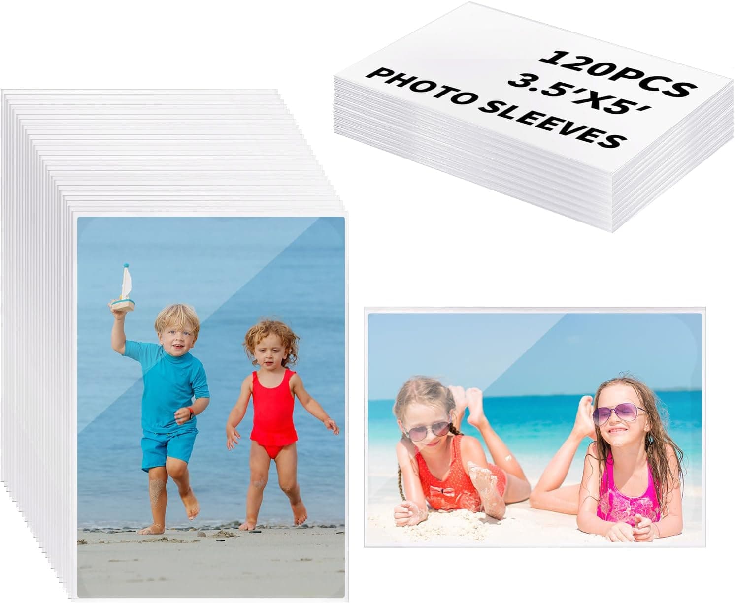 BESARME 3.5x5 inch Photo Sleeves, 120 Pcs Photocard Sleeves Top Loading Card Sleeves, Soft Clear Protectors for Photography Enthusiasts, Families, Organizers, Easy Categorization and Display