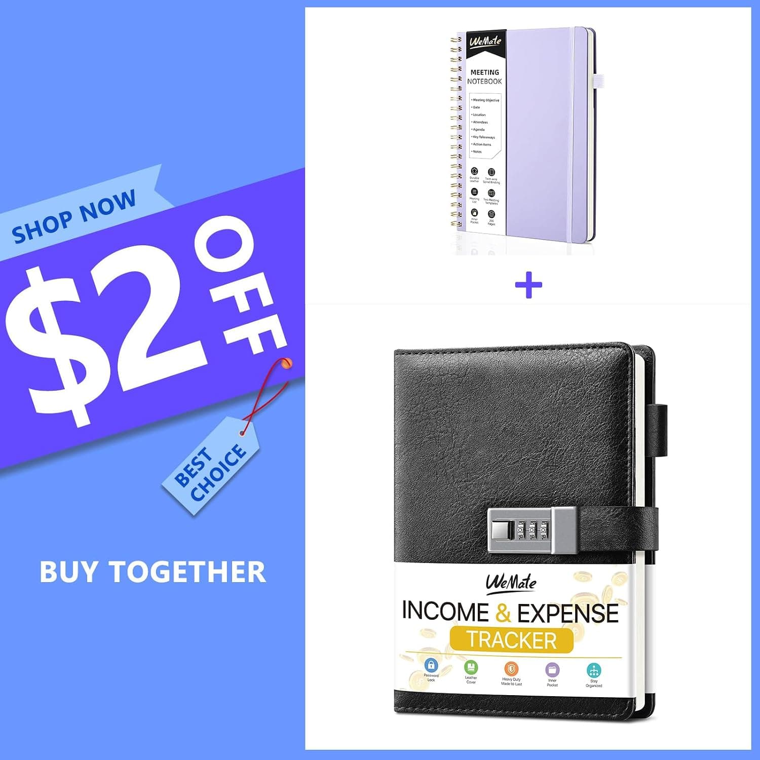 WEMATE Income & Expense Tracker + Simplified Meeting Notebook for Work