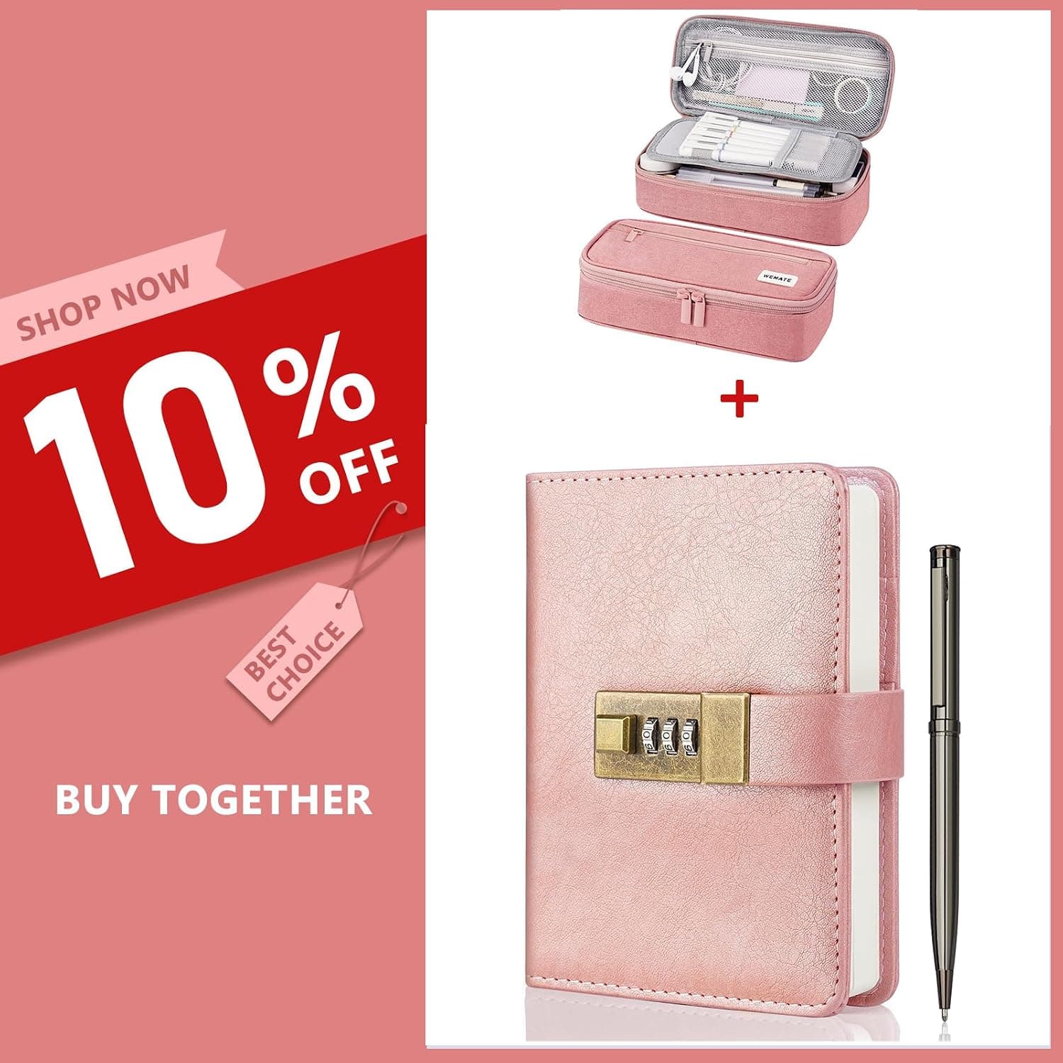 WEMATE A6 Journal with Lock + Large Pencil Case Aesthetic