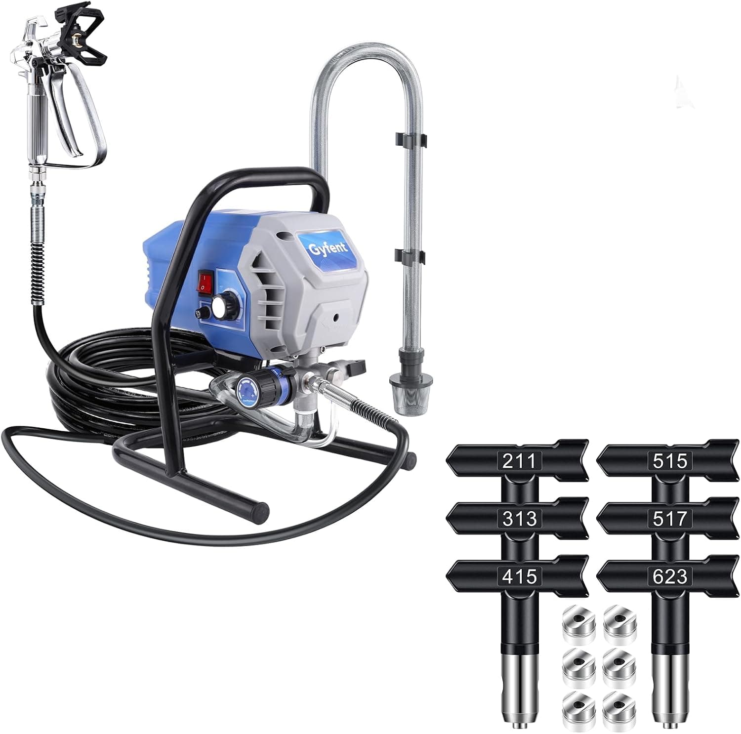X10 Airless Paint Sprayer with 7Pcs Tips, 0.31GPM Paint Sprayer for Home Interior 700W 2900psi Airless Sprayer with Low Overspray Adjustable Pressure for House Painting DIY Garage