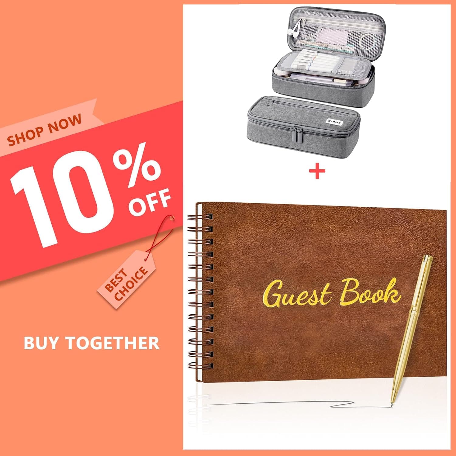 WEMATE Large Pencil Case + Graduation Guest Book