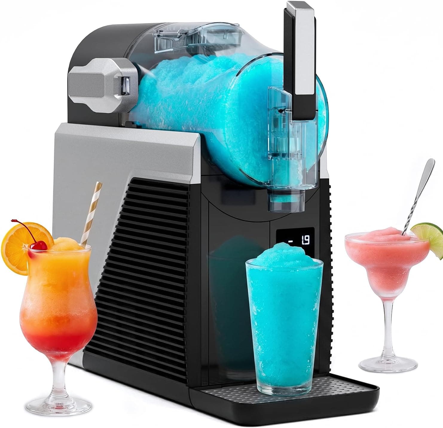 COWSAR Slushie Machine for Home, 50oz Self-Cooling Slushie Maker with 6 Preset Modes, Compact Countertop Slushy Machine with Adjustable Hardness and Self-Cleaning, Quite Operation