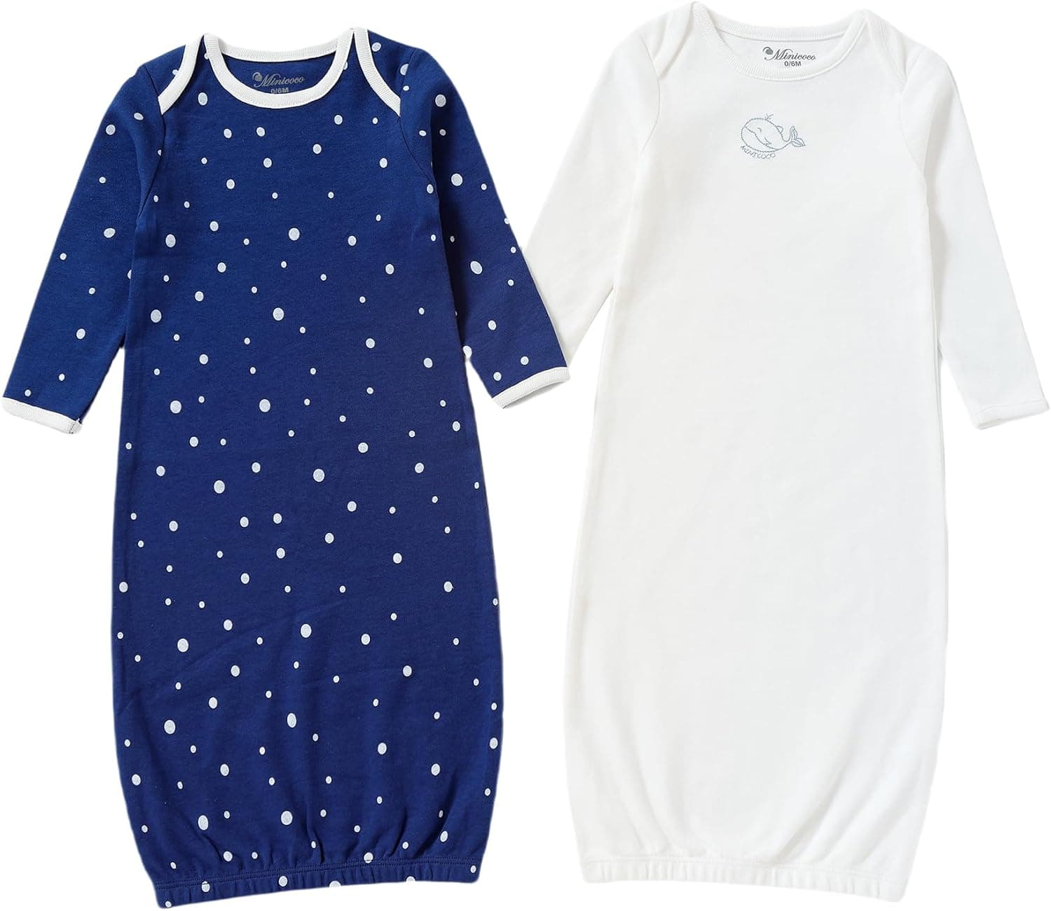 Newborn Unisex Baby Boys Girls Cotton Sleeper Gown Nightgown Sleepsuits with Hats, 0-3/0-6 Months