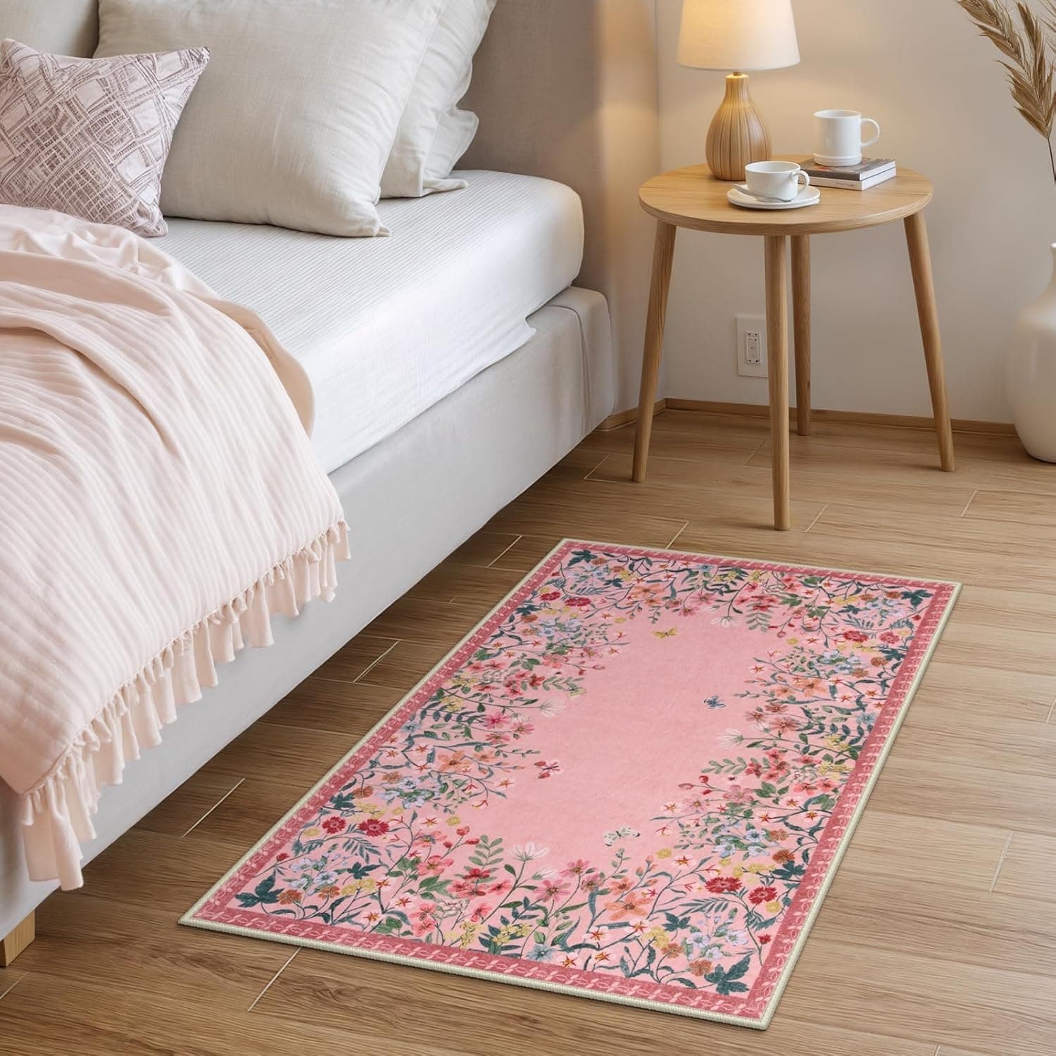 Wonnitar 2x3 Floral Pink Rugs