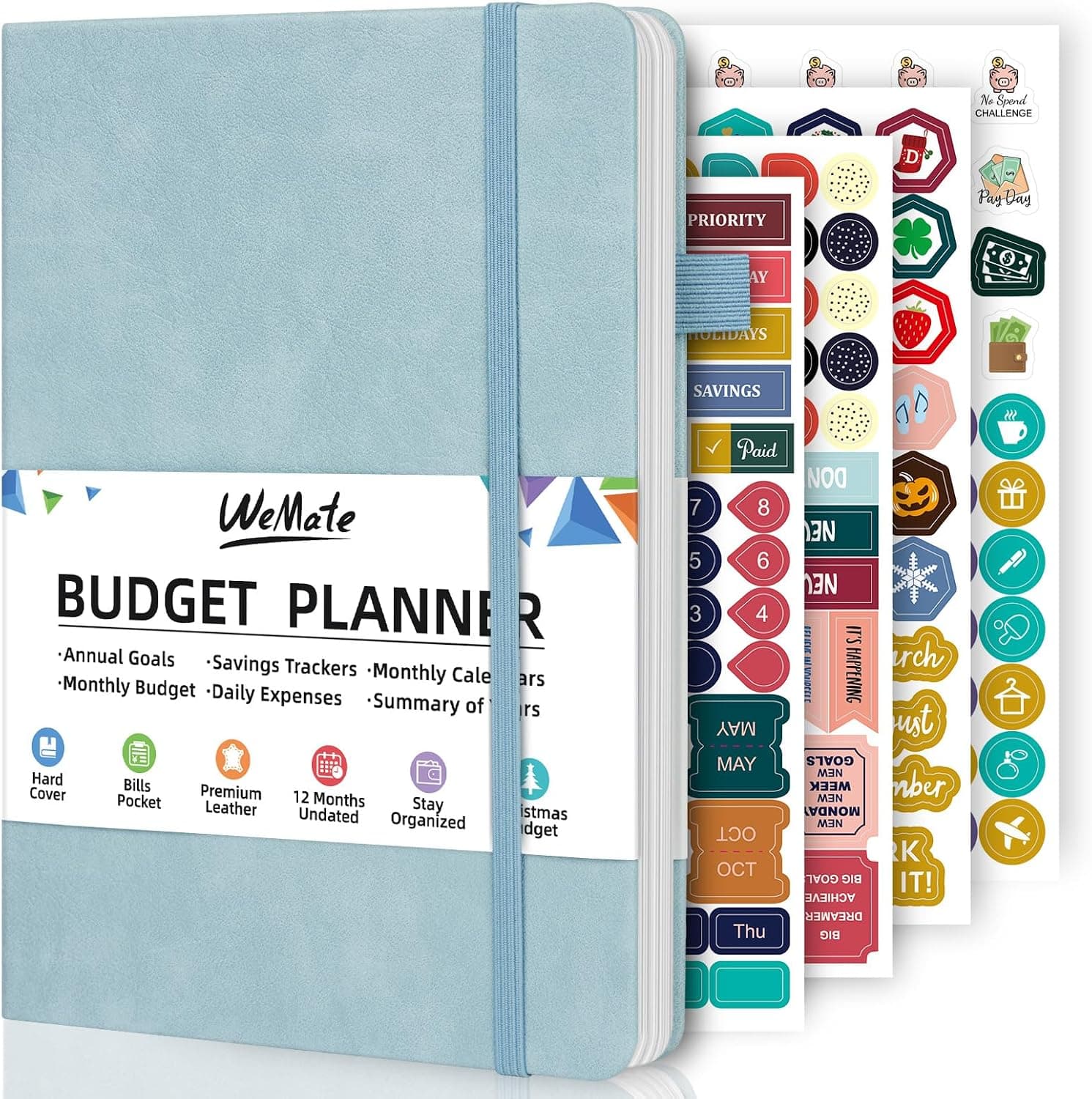 WEMATE Budget Planner 2026 - Monthly Budget Book with Expense Tracker Notebook, 12 Month Undated Bill Organizer & Financial Planner, Account Book to Take Control of Your Finances, A5 (Blue)