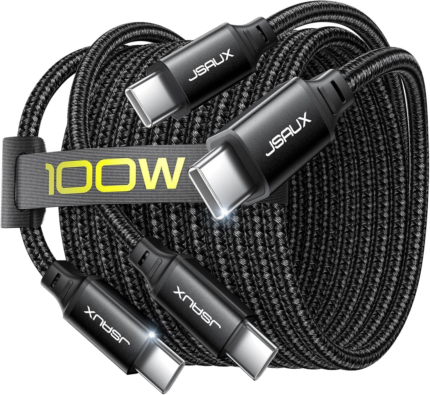 JSAUX 100W USB C to USB C Cable [2-Pack 3.3FT], Type C Fast Charging Cord for iPhone Air/iPhone 17/iPhone 17 Pro/iPhone 17 Pro Max, iPhone 16/15 Series, Galaxy S/Note Series, MacBook, iPad - Black