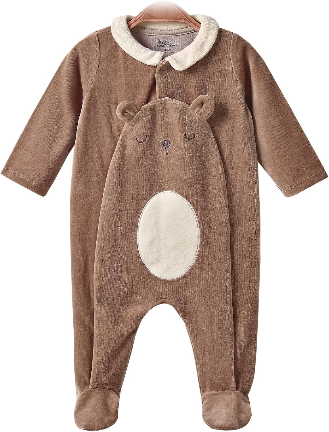 Baby Soft Cotton Blend Velvet Footed Jumpsuit, Warm Winter Footie Clothes for Newborn to 12 Months Baby Boy & Girl