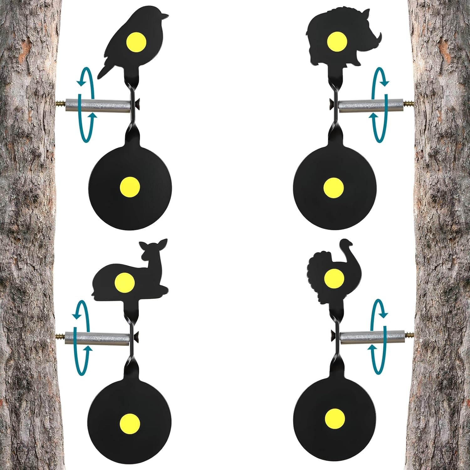 4-Pack Spinner Shooting Targets Auto Reset Steel Resetting Gun Target Heavy Metal Steel Spinning Target for Shooting