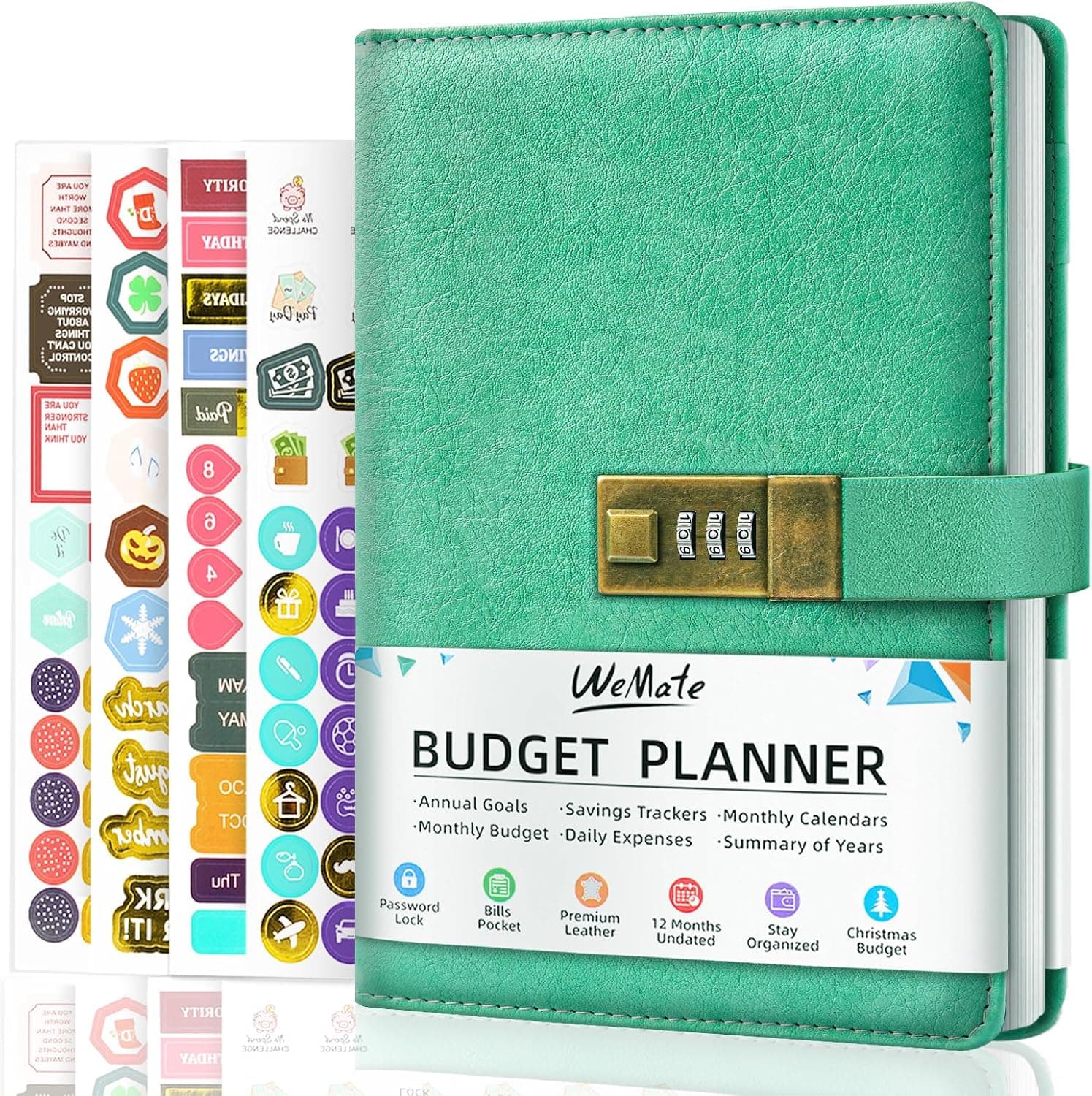 WEMATE Budget Planner with Lock + 8Pcs Ballpoint Pens Set Purple Pens