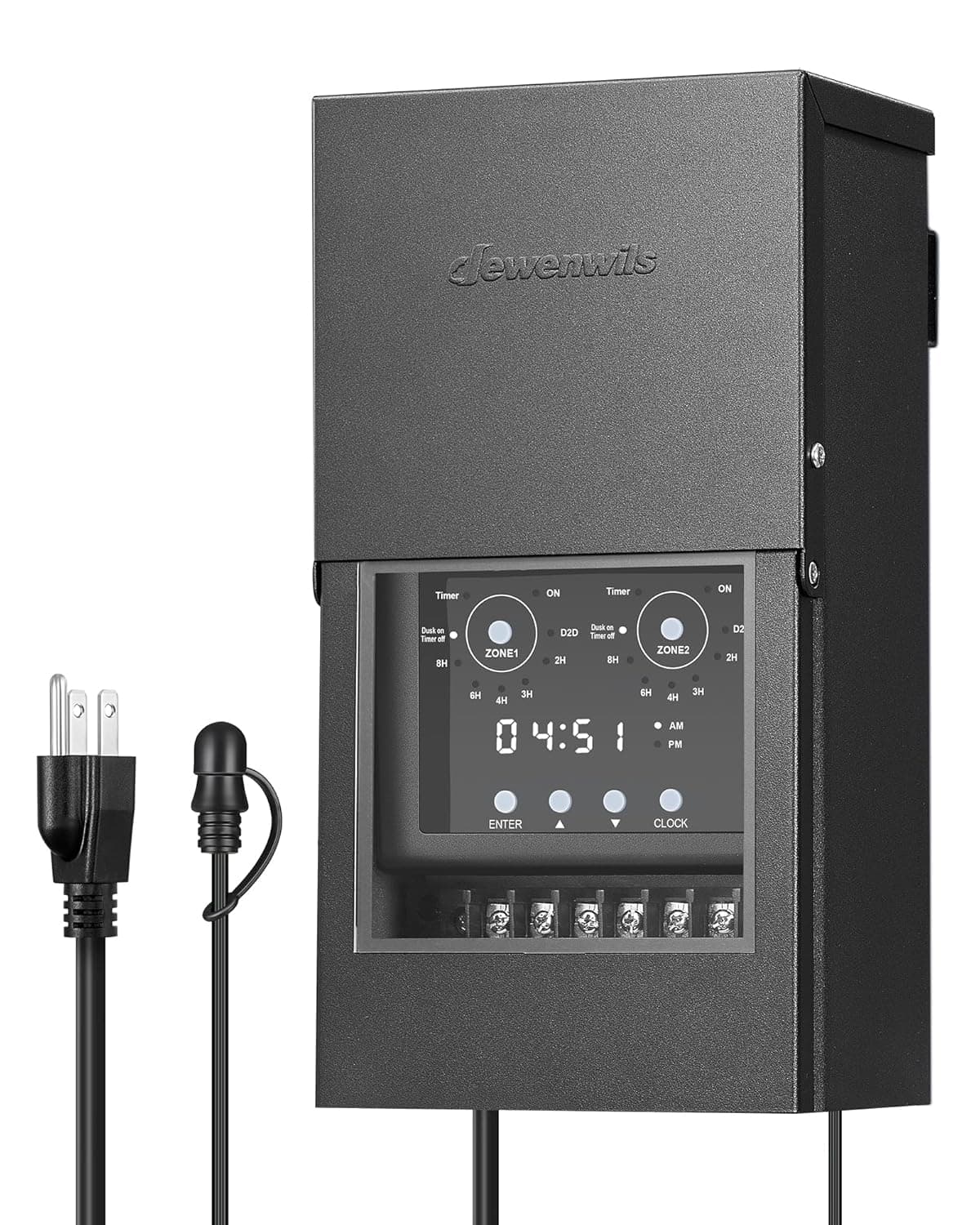 DEWENWILS 300W Low Voltage Landscape Transformer with 2 Zones & 5 Modes, Landscape Transformer 120V to 12V/14V, Outdoor Landscape Lighting Transformer with Photocell Sensor & Timer, Weatherproof