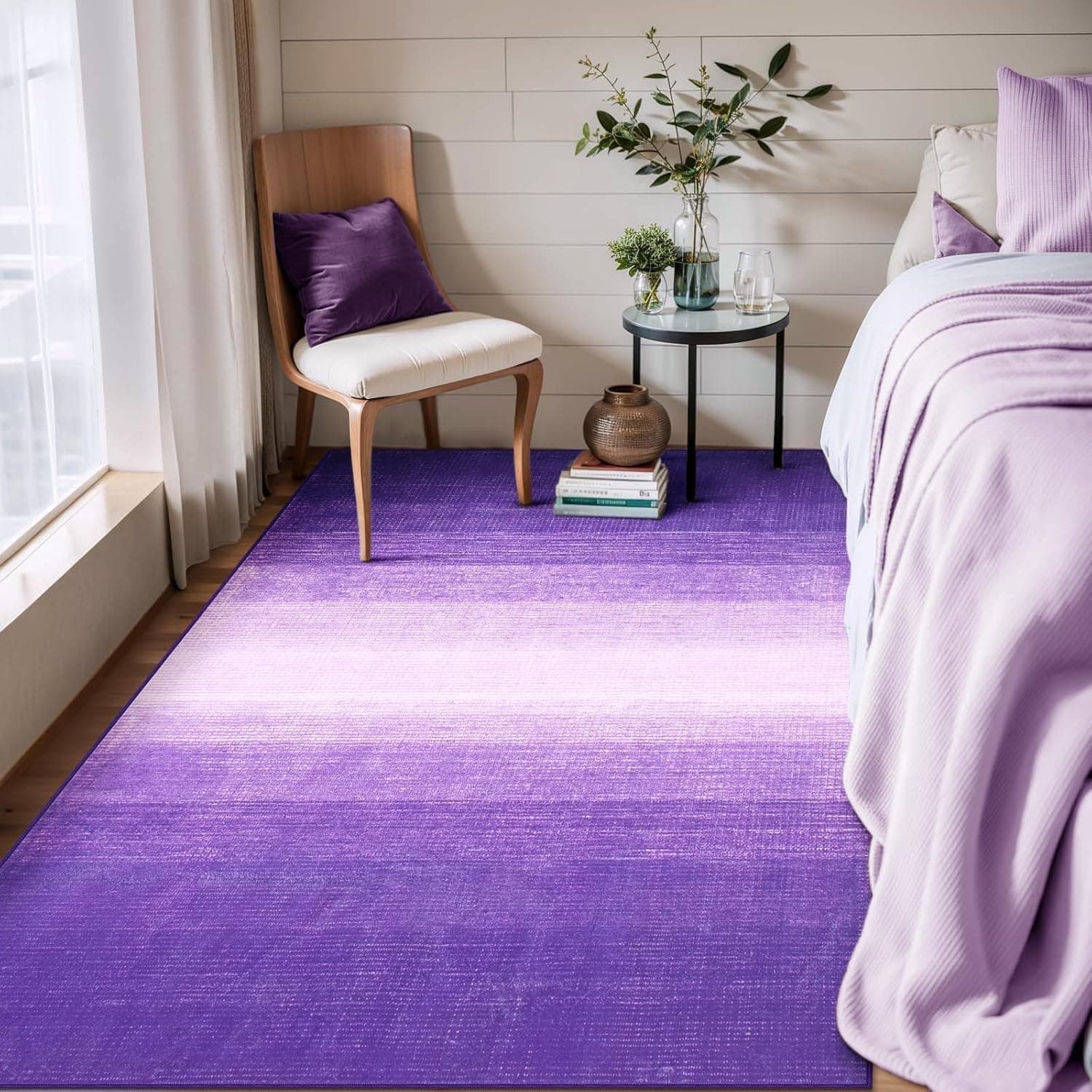 Wonnitar Purple Washable 4x6 Rug