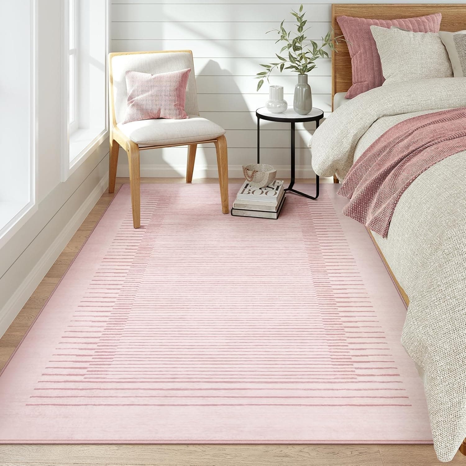 Wonnitar 5x7 Striped Pink Area Rugs